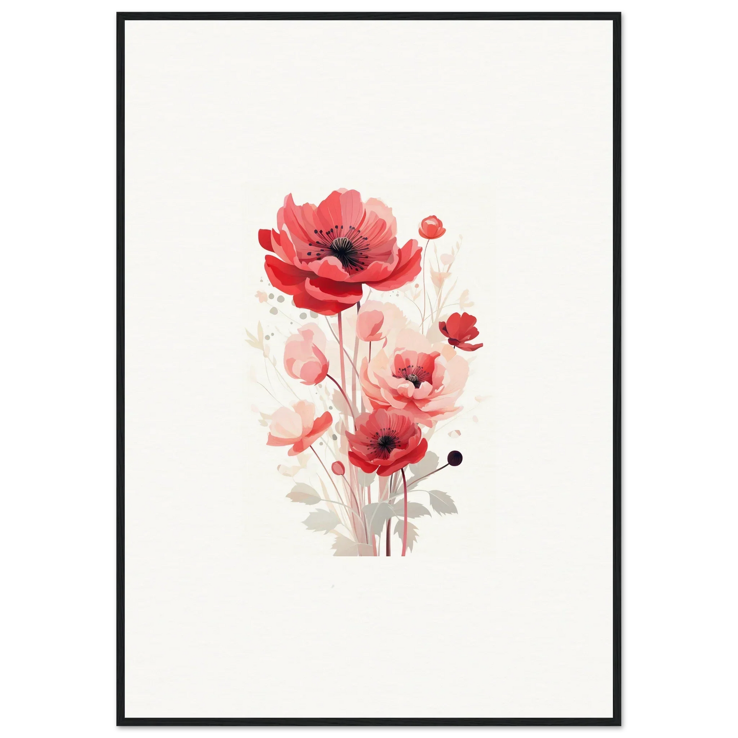 Watercolor red poppies canvas print for vibrant room decoration, part of Symphonic Floirana