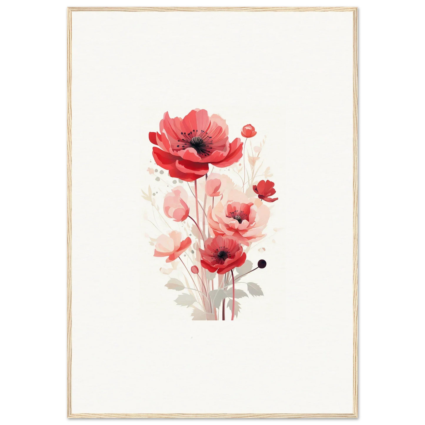 Delicate watercolor of red poppies perfect for Room Decoration as a Canvas Print