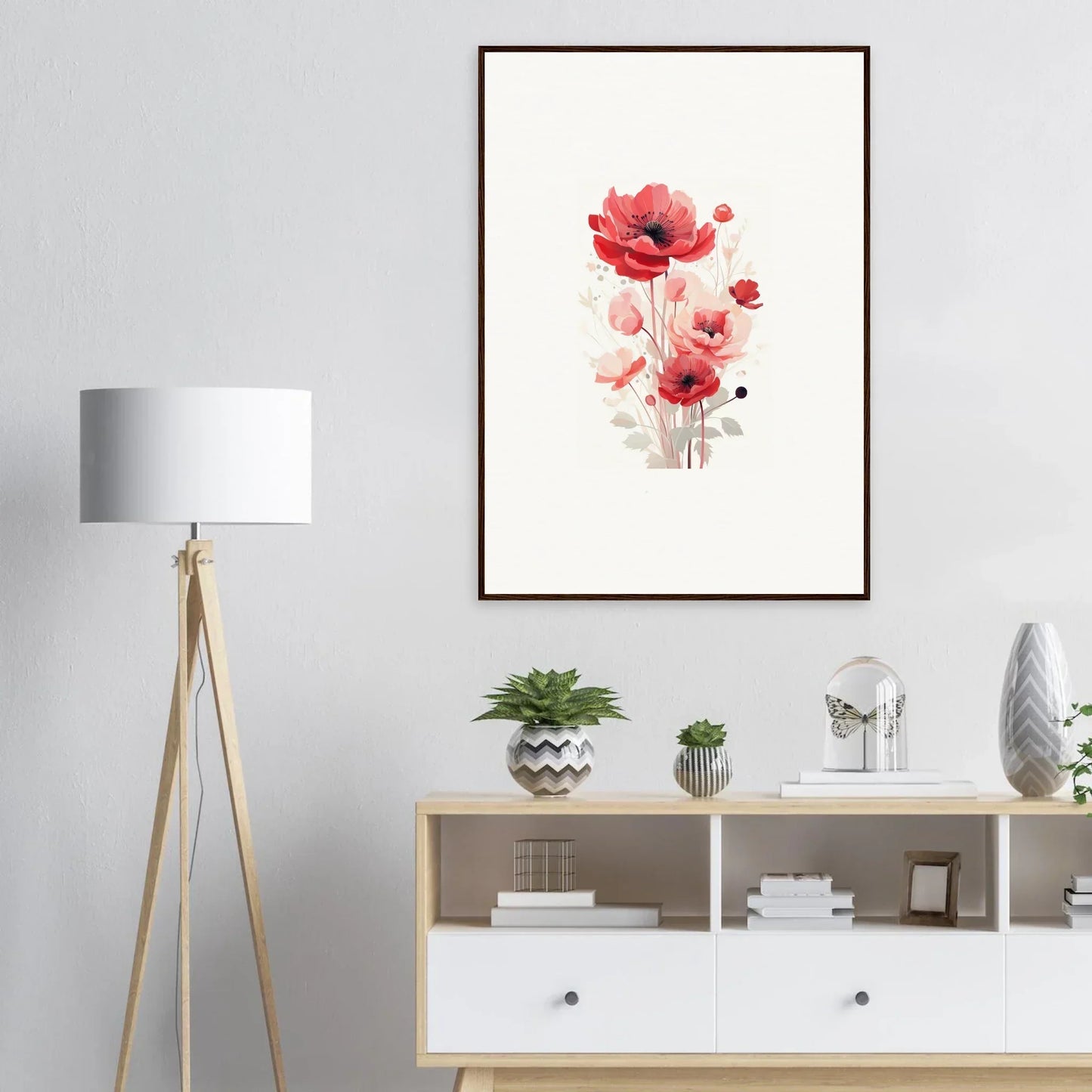 Watercolor painting of red poppies, perfect for room decoration or a Symphonic Floirana canvas print