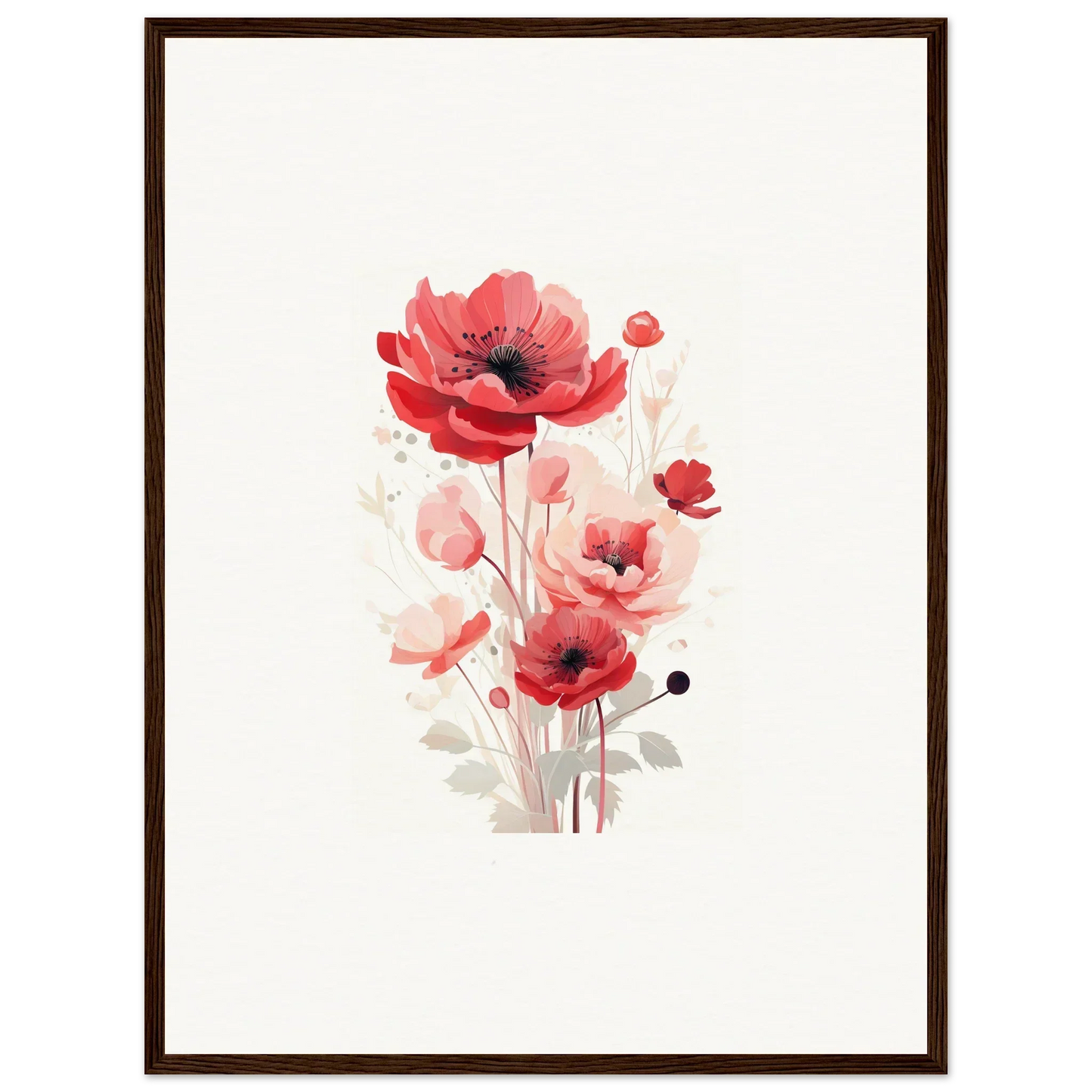 Watercolor canvas print of red poppies, perfect for symphonic floirana room decoration