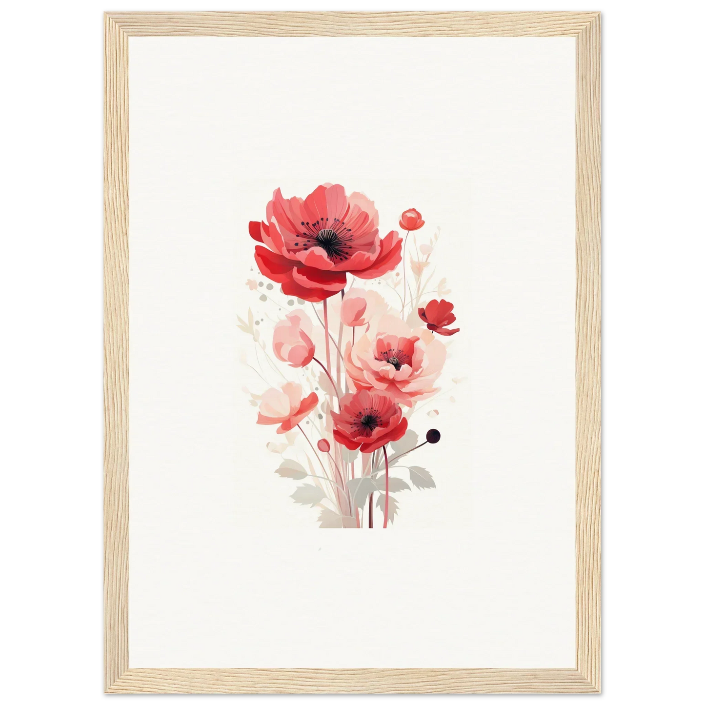 Watercolor poppies canvas print for vibrant room decoration in Symphonic Floirana style