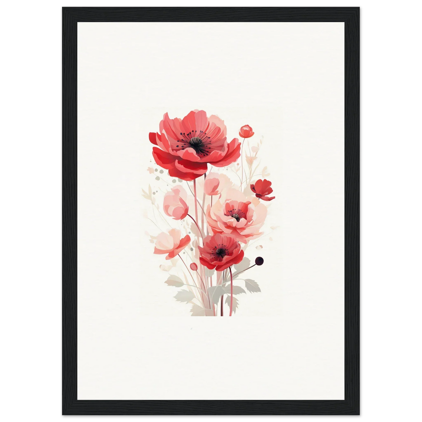Watercolor painting of red poppies for a vibrant symphonic floirana canvas print