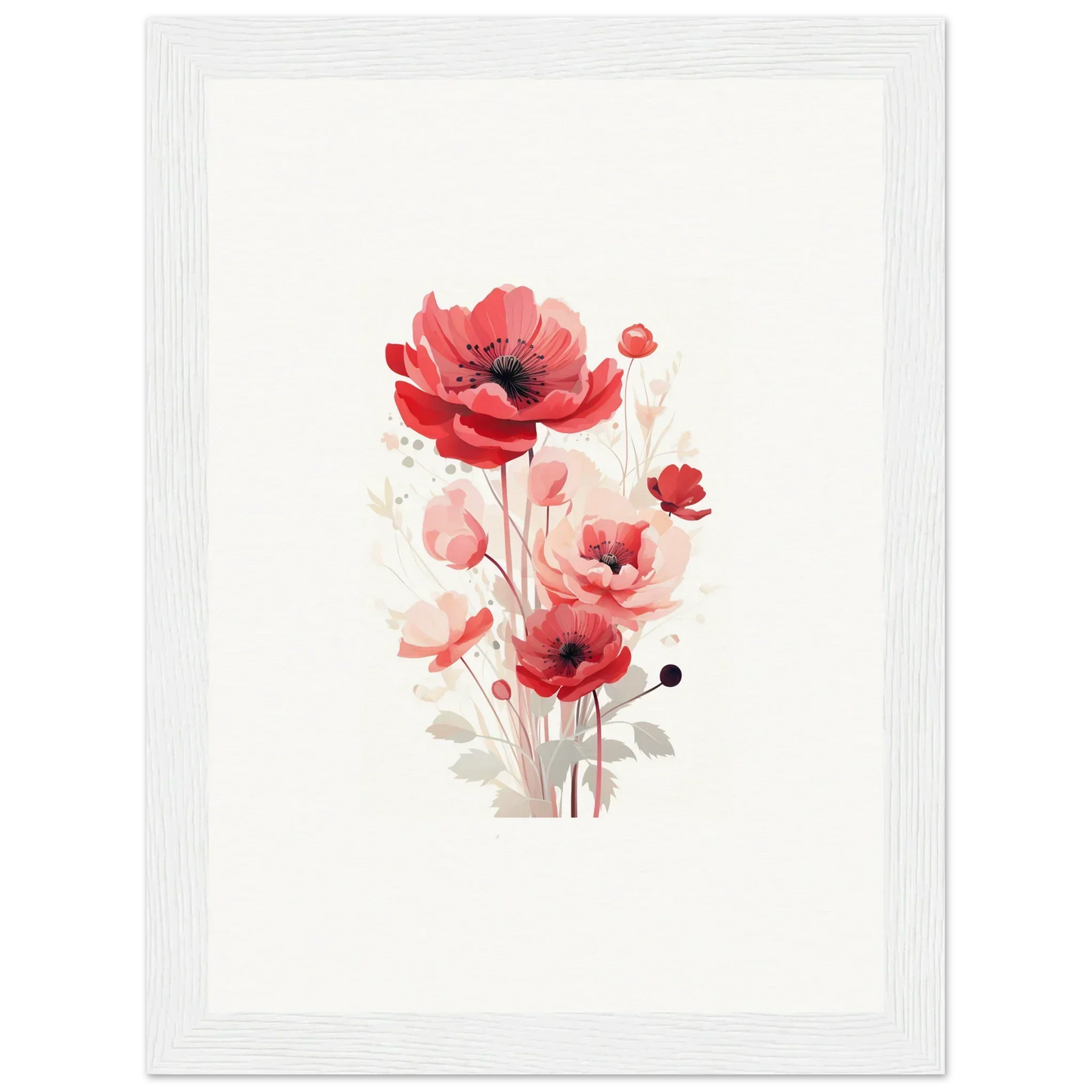 Watercolor red poppies art for canvas print, perfect symphonic floirana room decoration