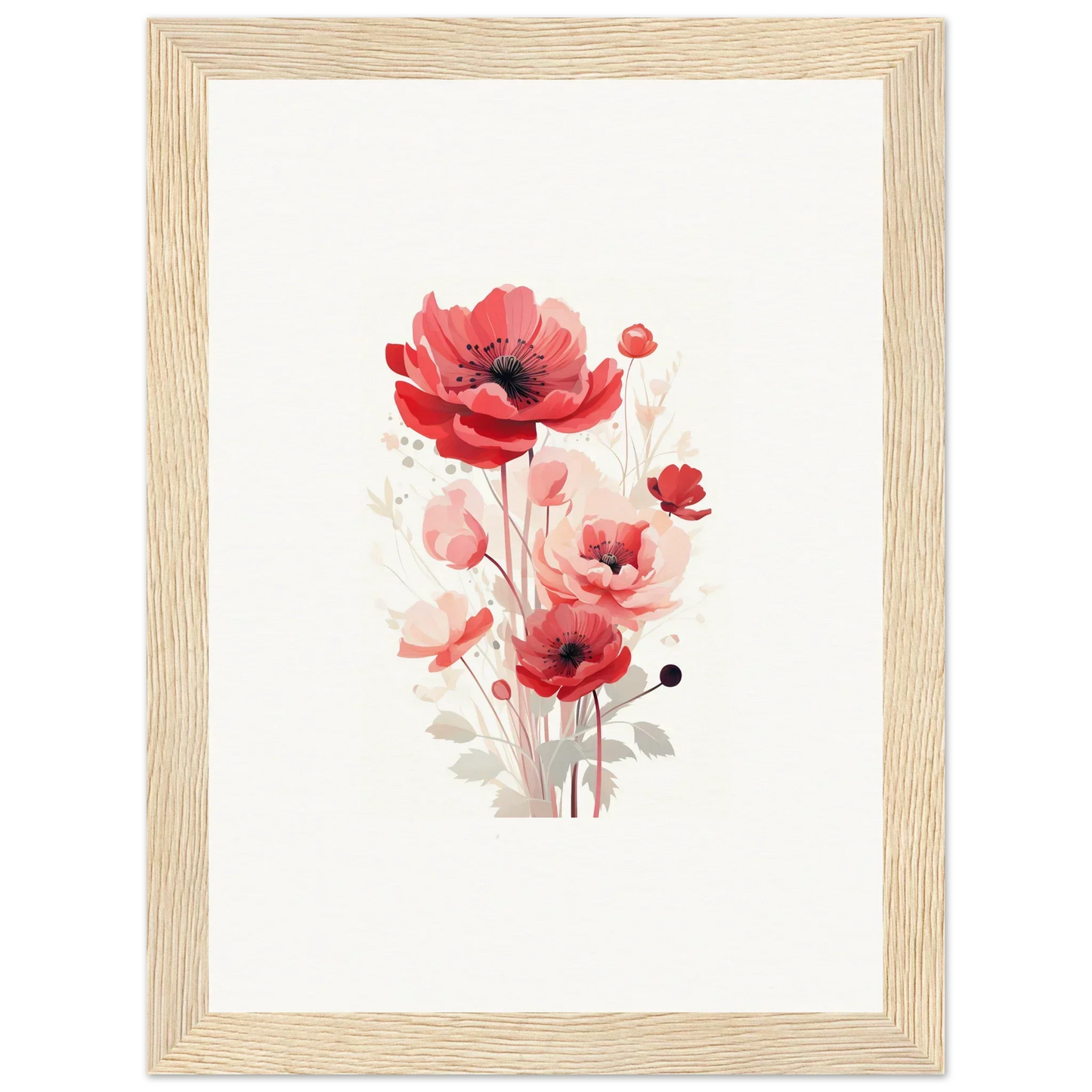 Watercolor painting of red poppies for a stunning Crimson Symphonic Floirana canvas print