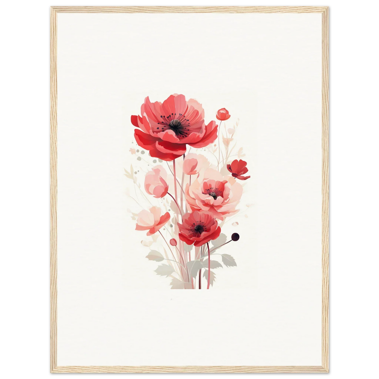 Delicate watercolor red poppies canvas print for stylish room decoration with Symphonic Floirana