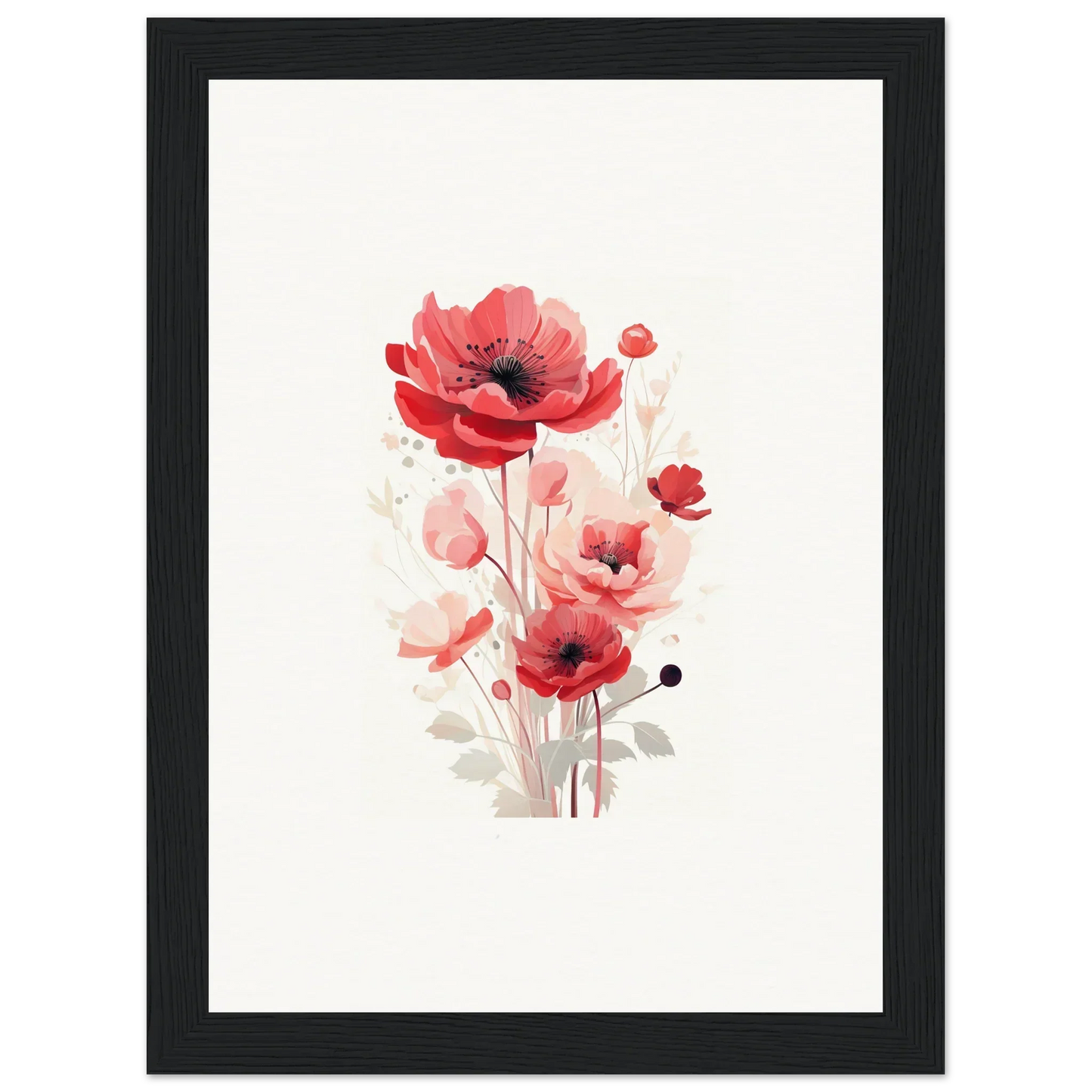 Watercolor canvas print of red poppies, perfect for room decoration with Symphonic Floirana