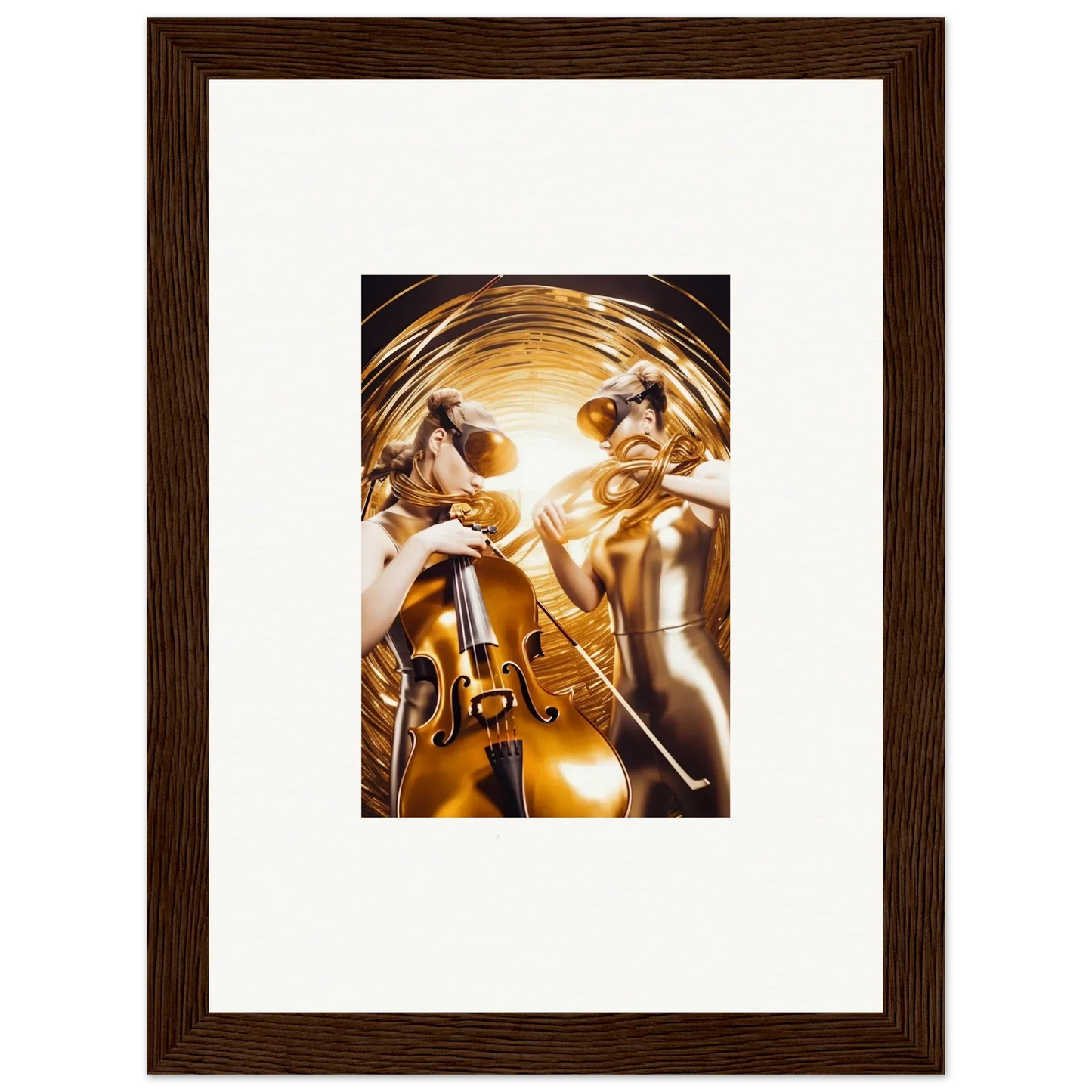 Framed wall art of golden figures in a cosmic etude, perfect for stylish room decor