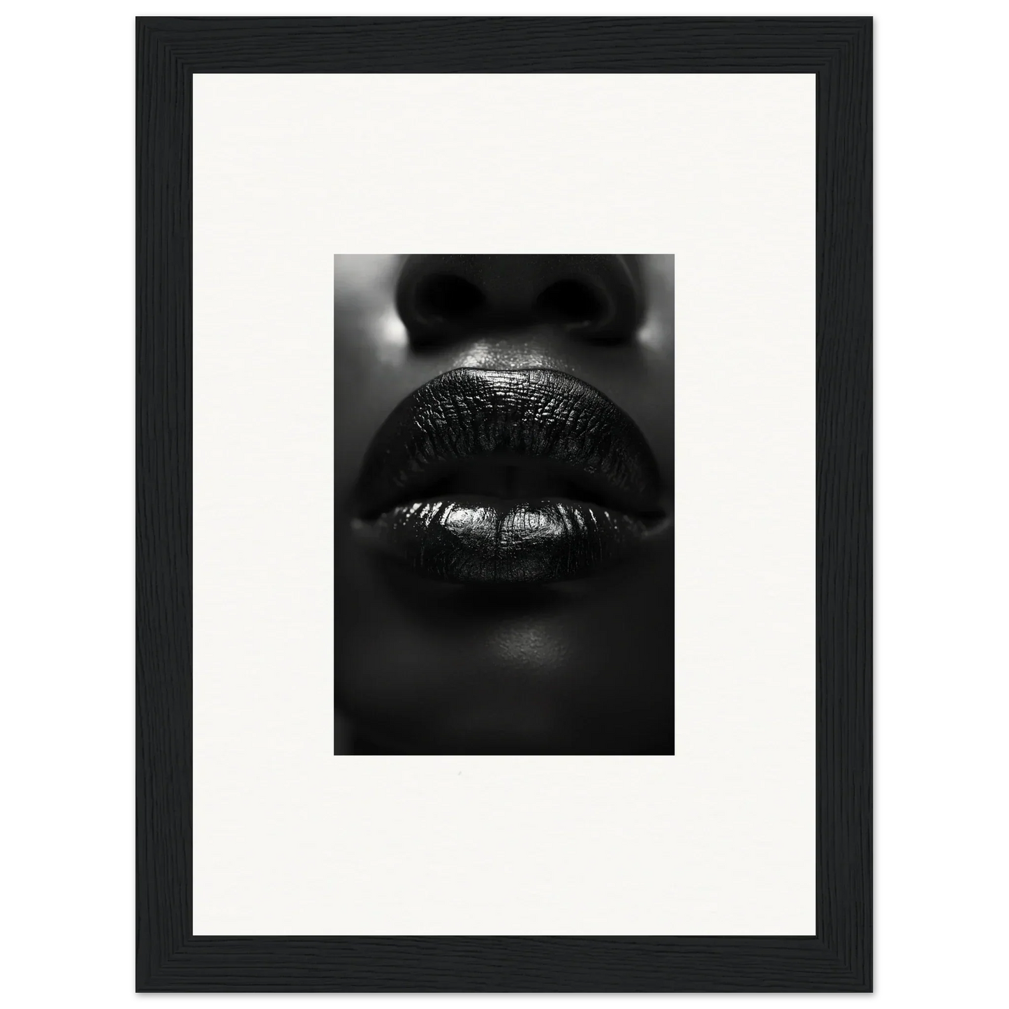 Close-up of glossy dark lips, perfect for a Canvas Print or liquid kisses decor