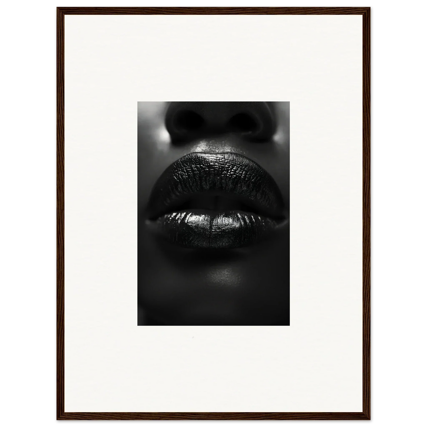 Glossy lips close-up for stylish room decoration with Crystal Liquid Kisses canvas print