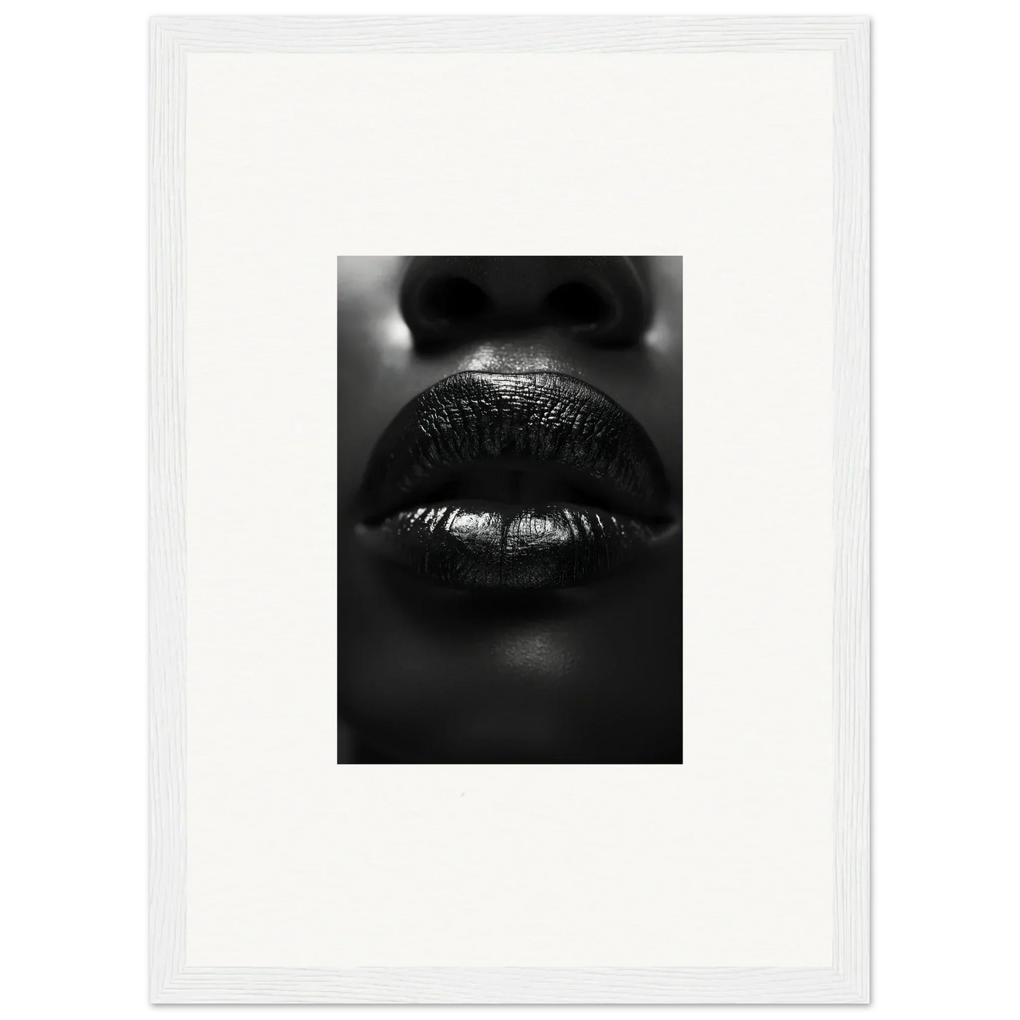 Close-up of glossy dark lips for a stunning canvas print or Room Decoration idea with Liquid Kisses