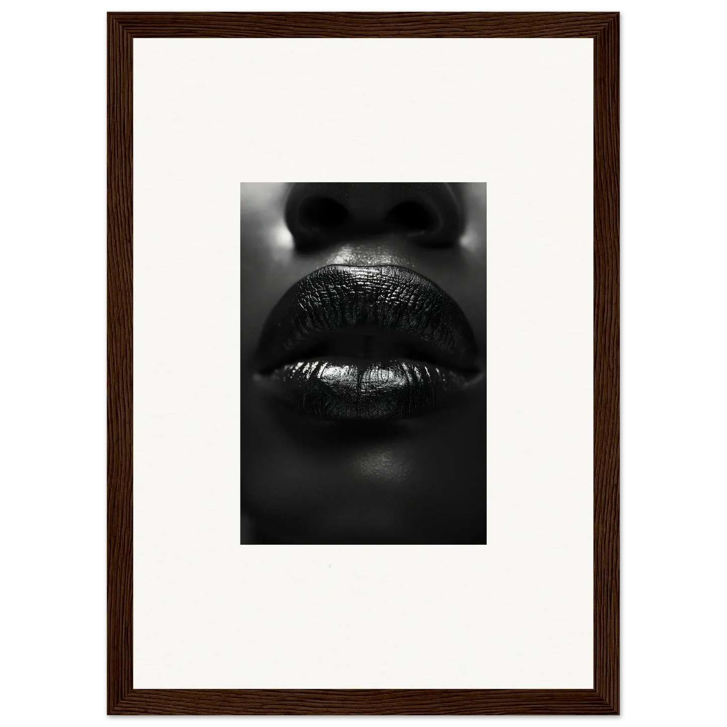 Close-up of glossy dark lips for liquid kisses canvas print decor