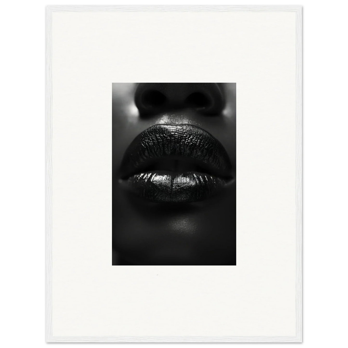 Close-up of glossy dark lips for a chic canvas print of Liquid Kisses