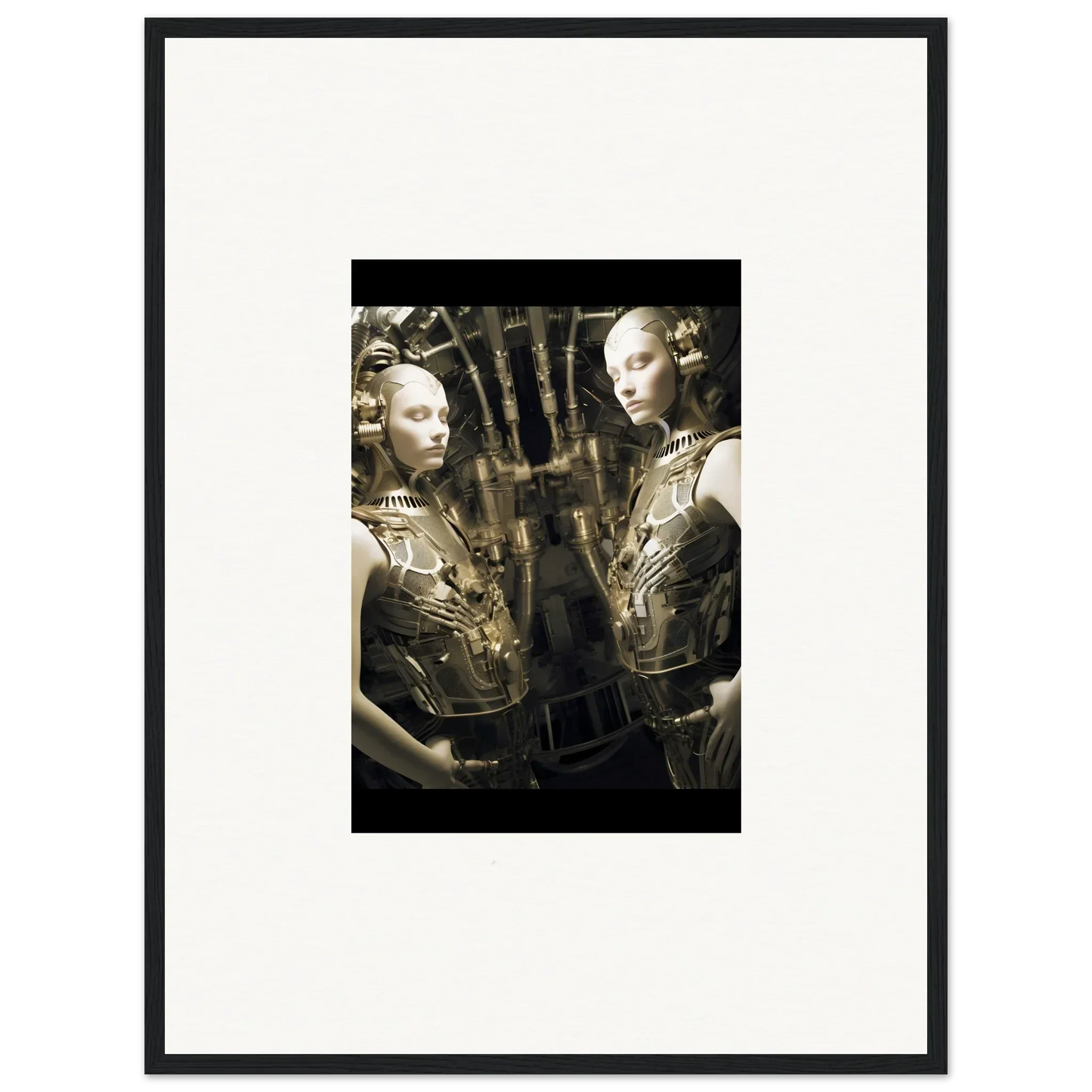 Framed black and white photo of mannequins in metallic outfits for Room Decor dreams unveiled