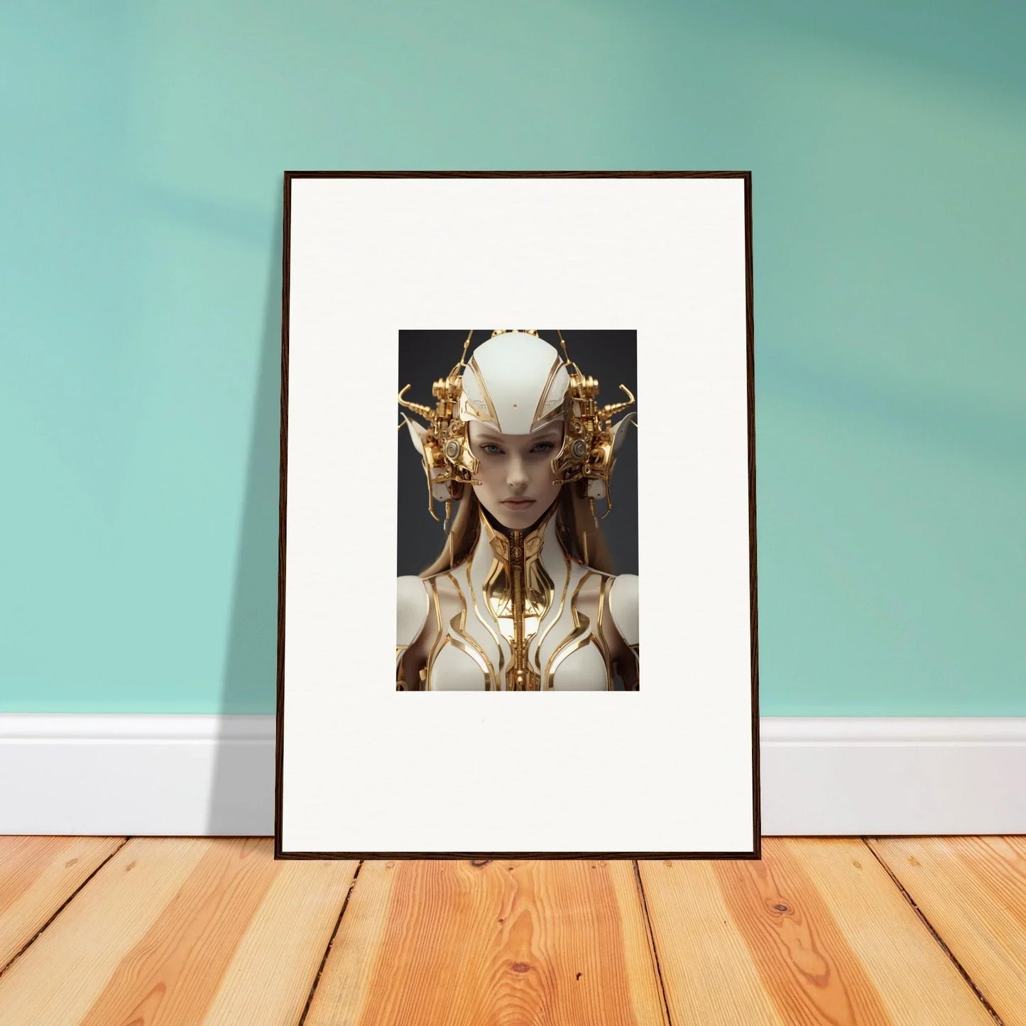 Futuristic framed artwork of a humanoid figure for stylish room decoration, Muse Euphoria