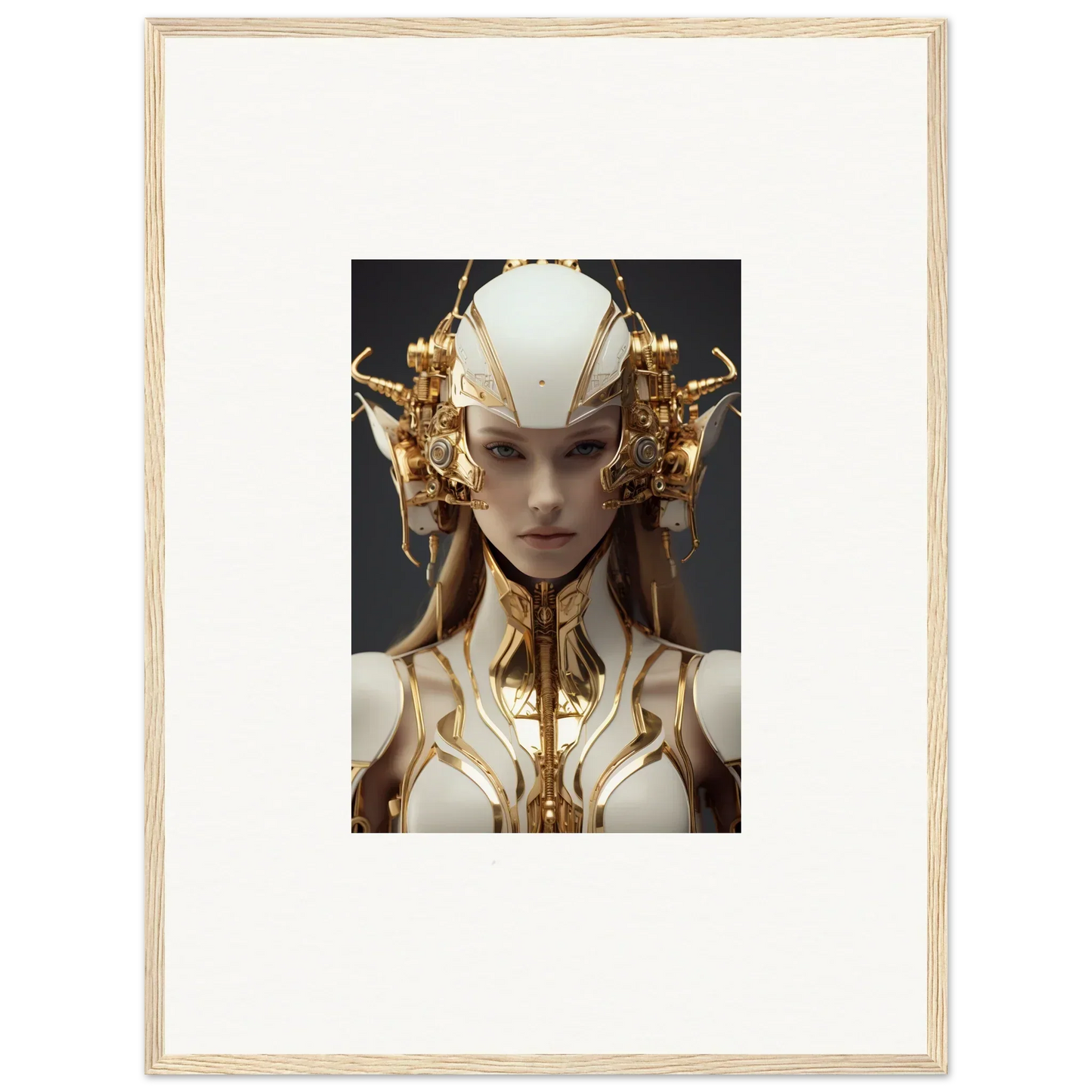 Futuristic humanoid figure with gold headpiece for Muse Euphoria room decoration canvas print