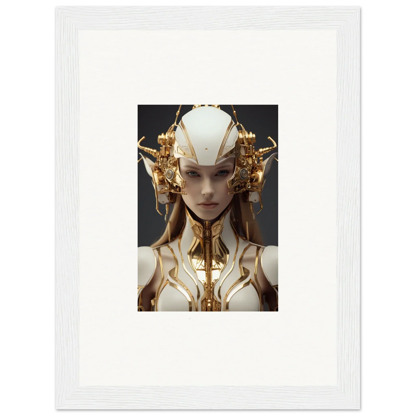 Futuristic humanoid figure with golden headpiece for Muse Euphoria canvas print decor