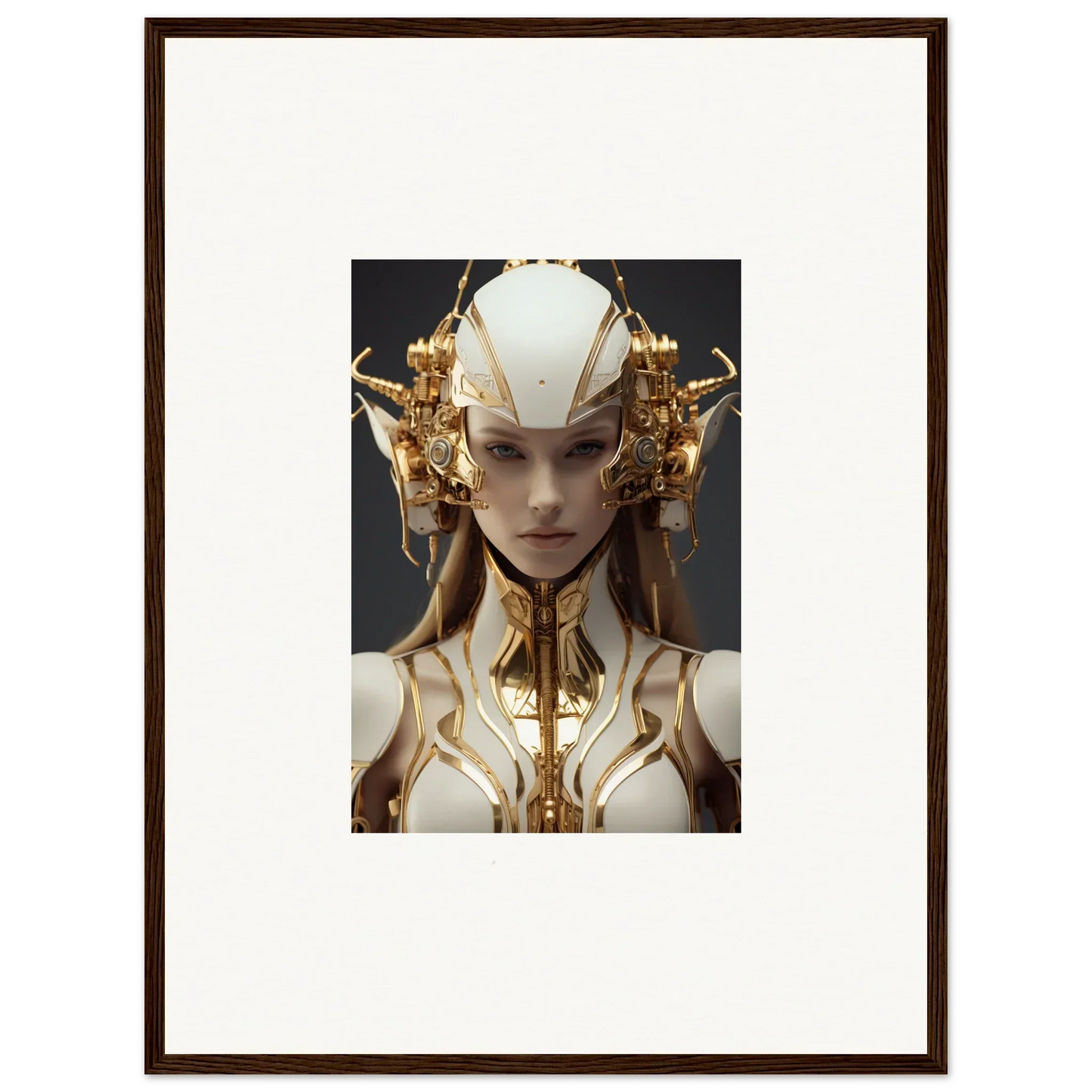 Futuristic humanoid figure with gold headpiece for Muse Euphoria canvas print room decoration