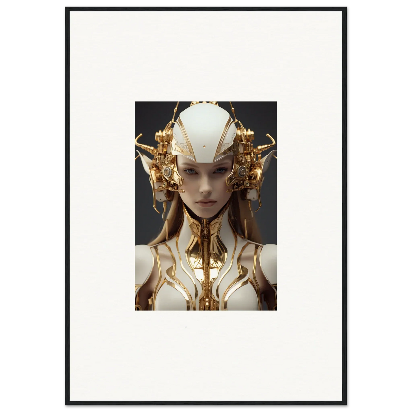 Futuristic humanoid figure with gold and white features, perfect for Muse Euphoria room decoration