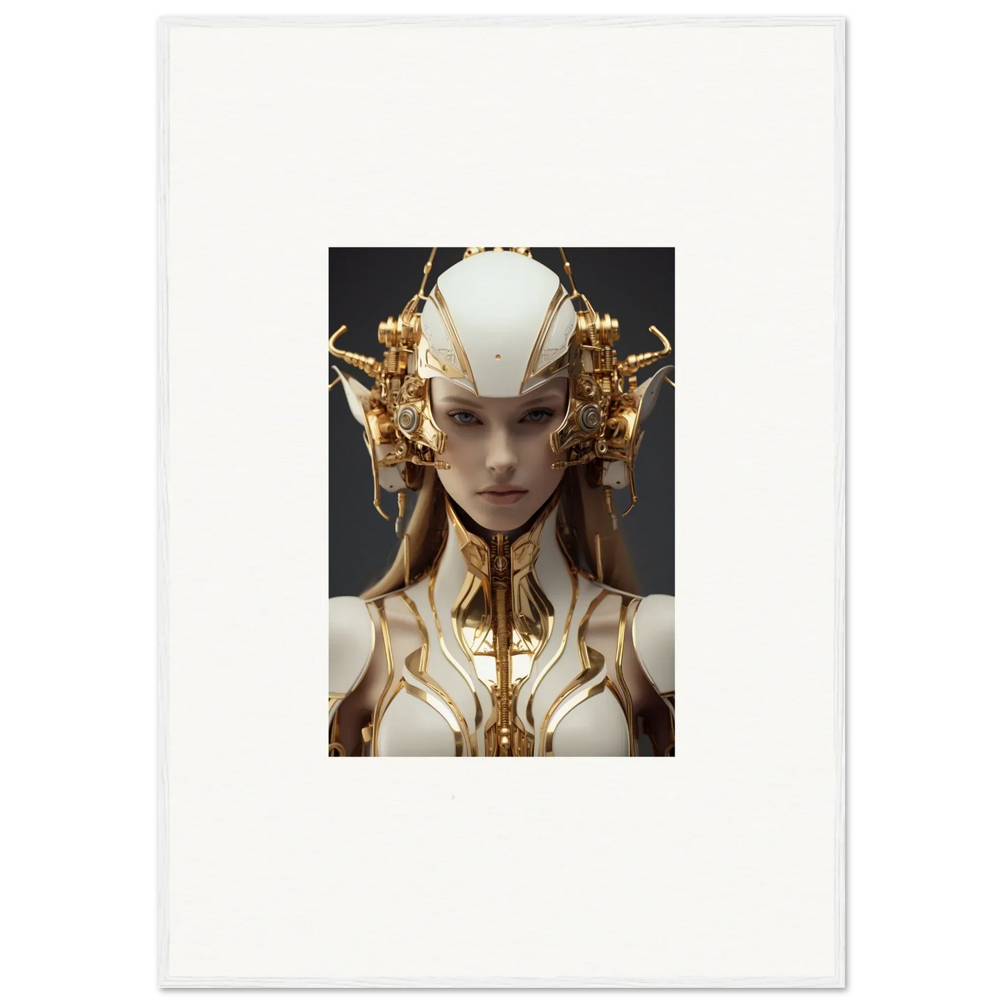 Futuristic humanoid with golden headpiece for Muse Euphoria canvas print room decoration
