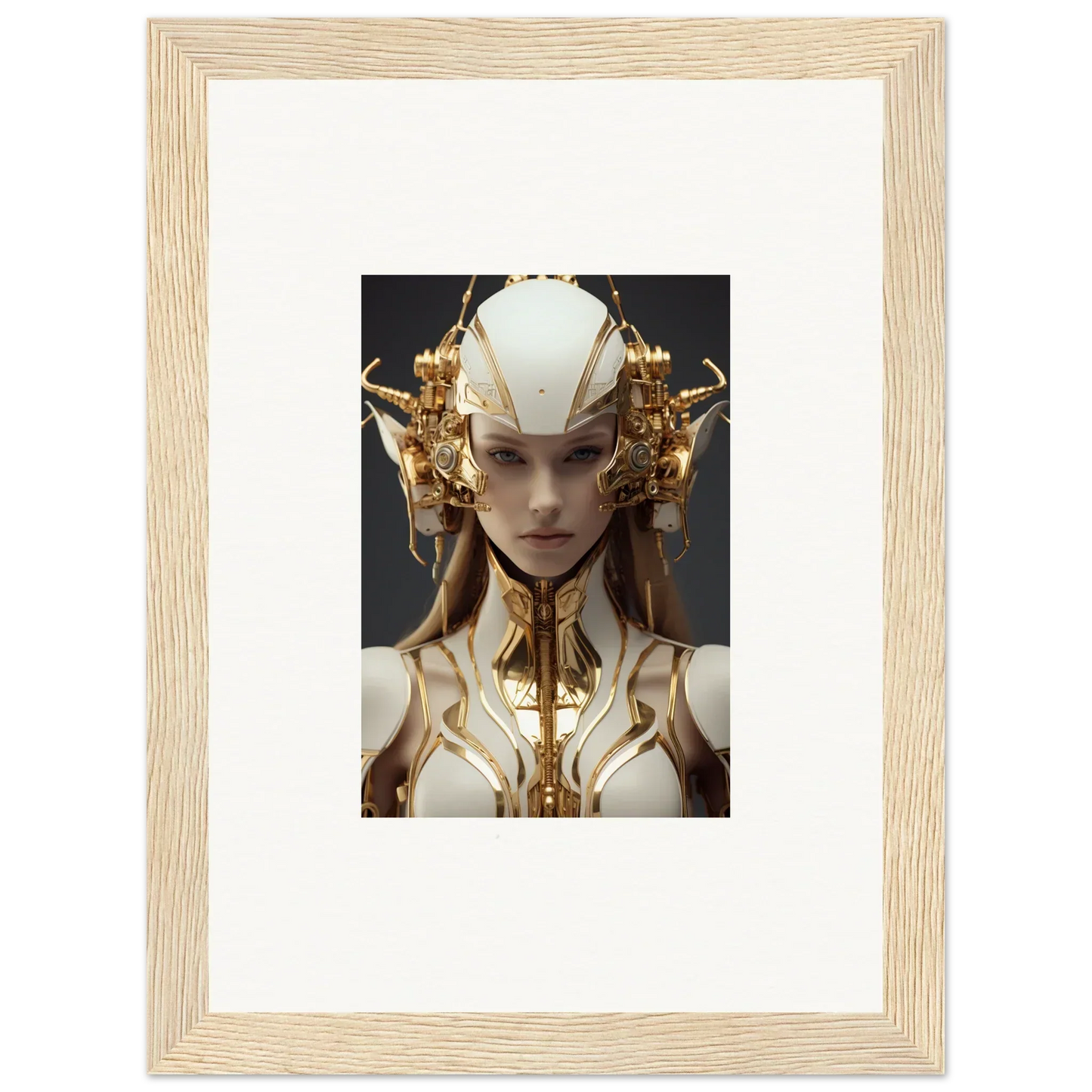 Futuristic humanoid figure in gold armor, perfect for a Muse Euphoria canvas print