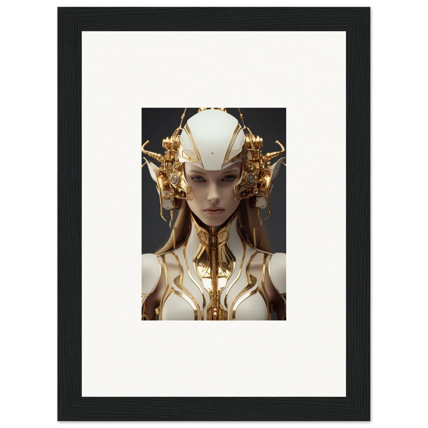 Futuristic humanoid figure with golden headpiece for a stunning Muse Euphoria canvas print