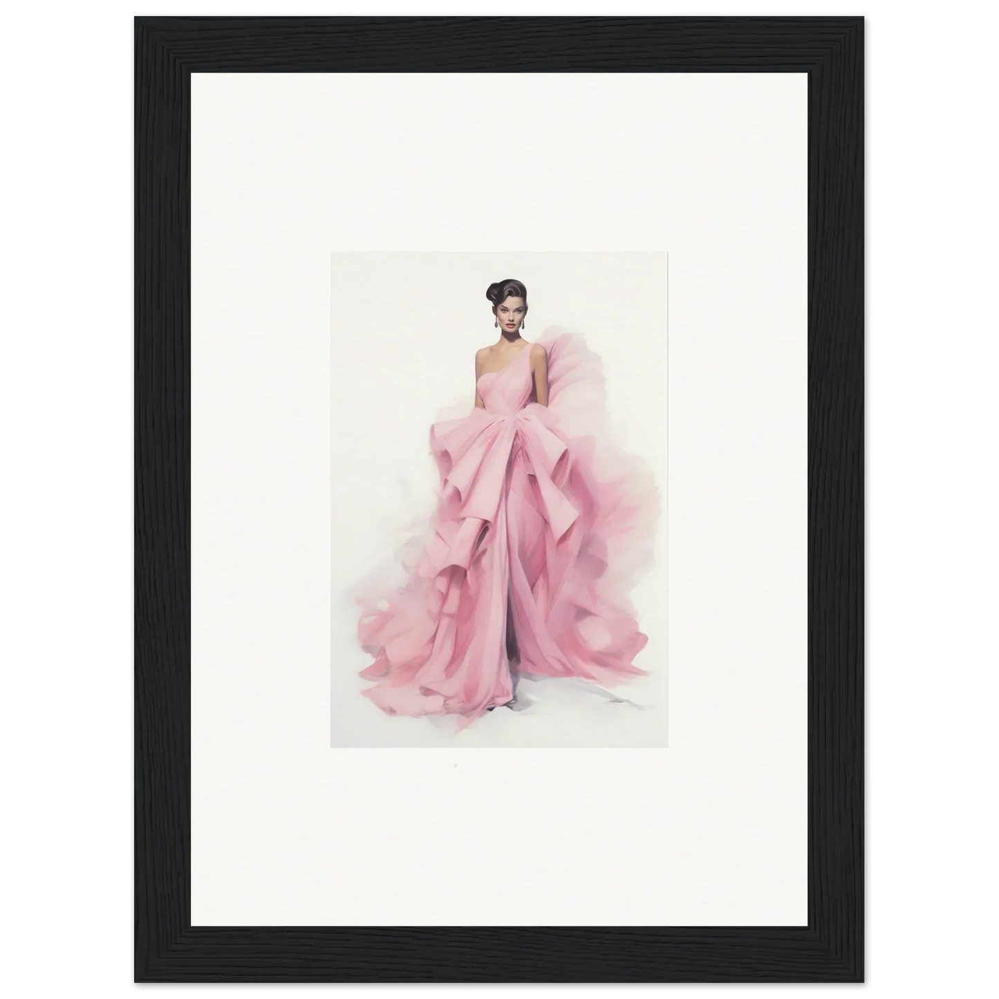 Watercolor fashion illustration of a pink gown from Dance Sausalsea étoiles special edition art™