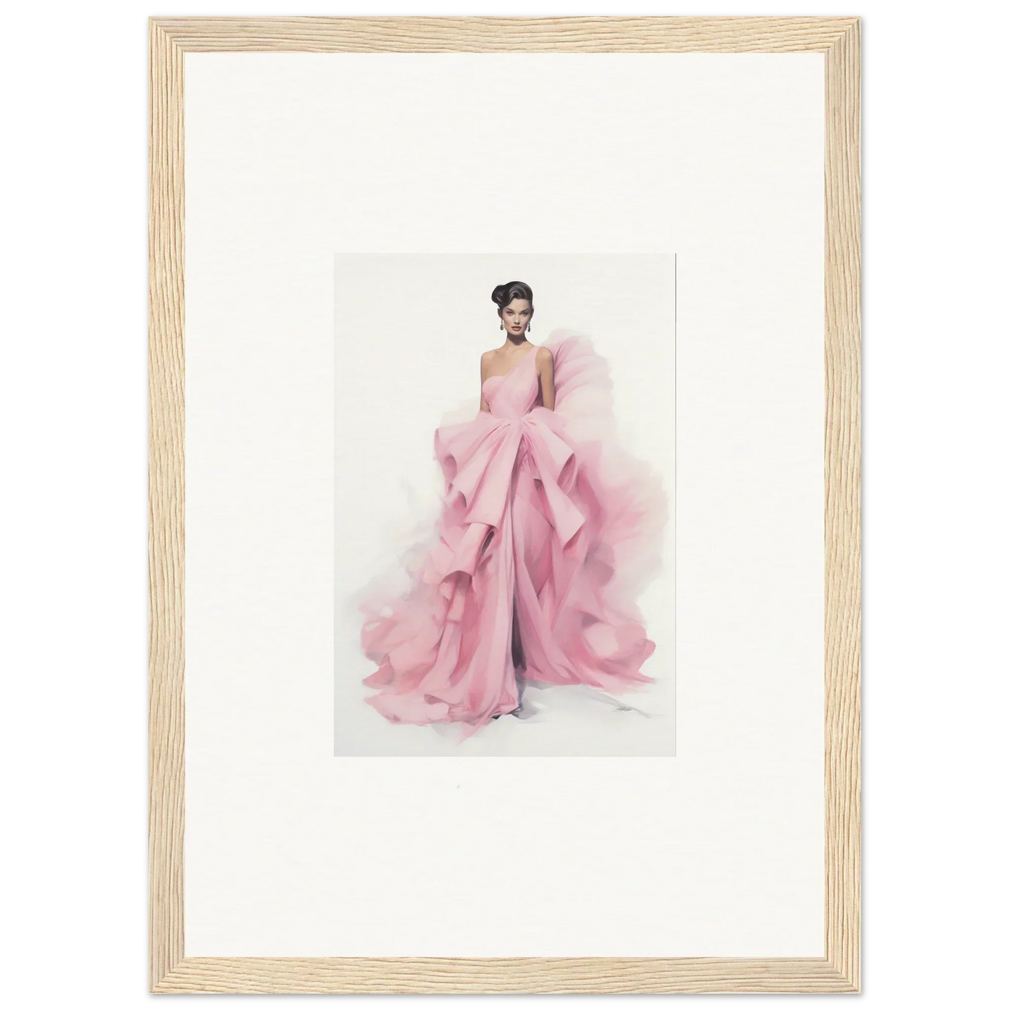 Watercolor fashion illustration of a pink gown from the Dance Sausalsea Étoiles Collection