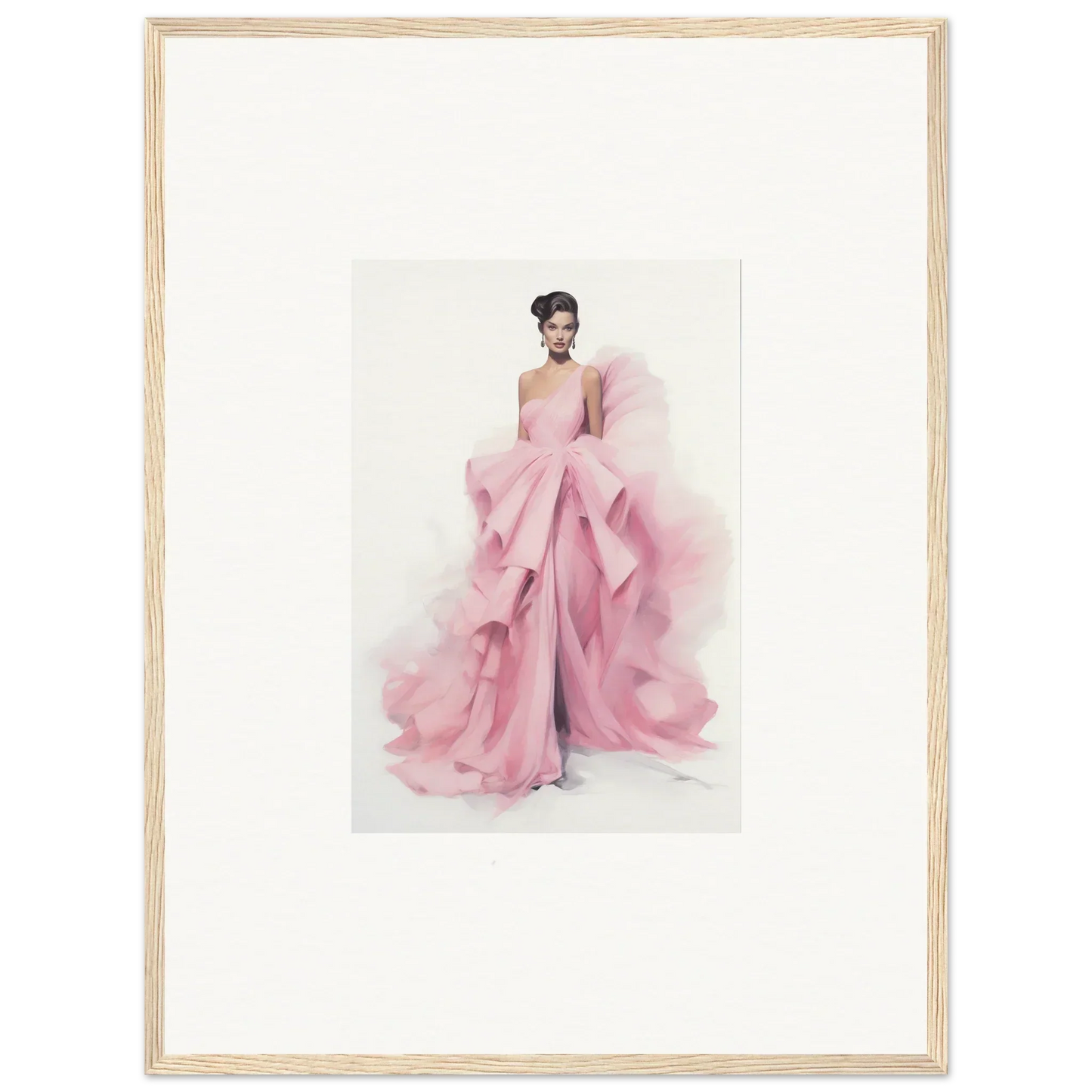 Watercolor fashion illustration of the Dance Sausalsea Étoiles pink evening gown