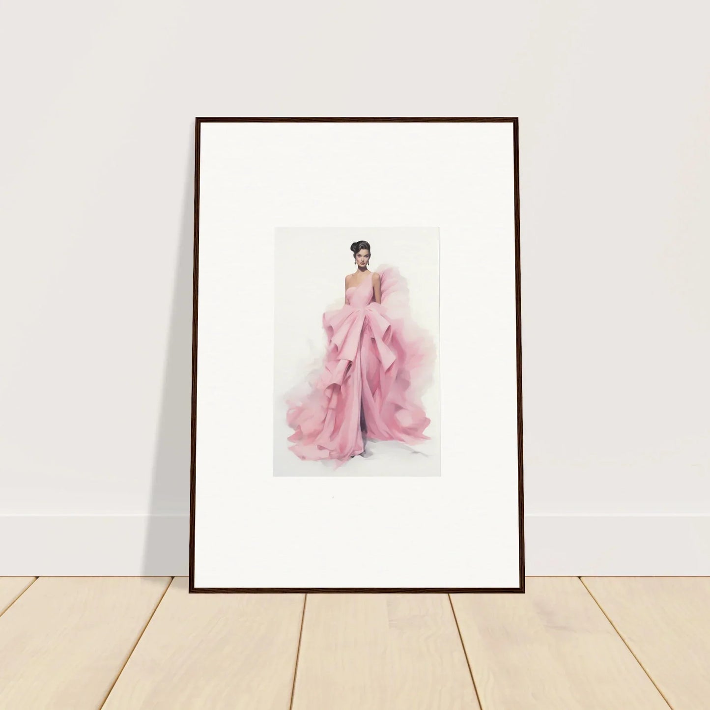 Framed watercolor of a figure in a pink gown for Dance Sausalsea Étoiles art™