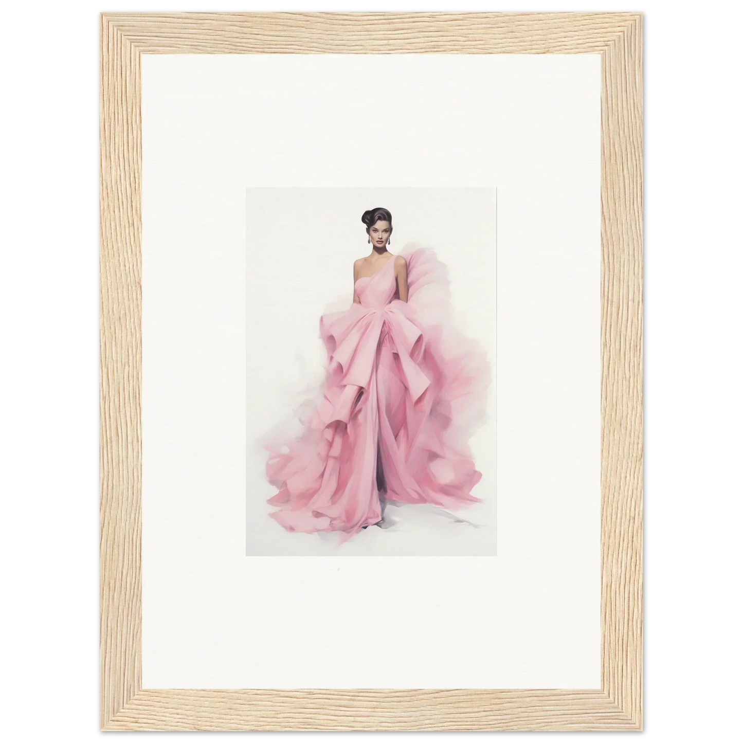 Watercolor fashion illustration of a pink evening gown for Dance Sausalsea étoiles