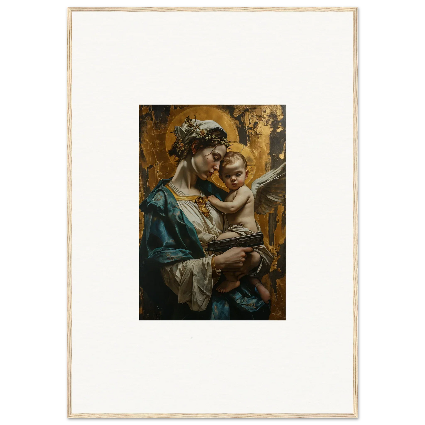 Framed canvas print of a loving woman and child for your Velveteen Church room decoration