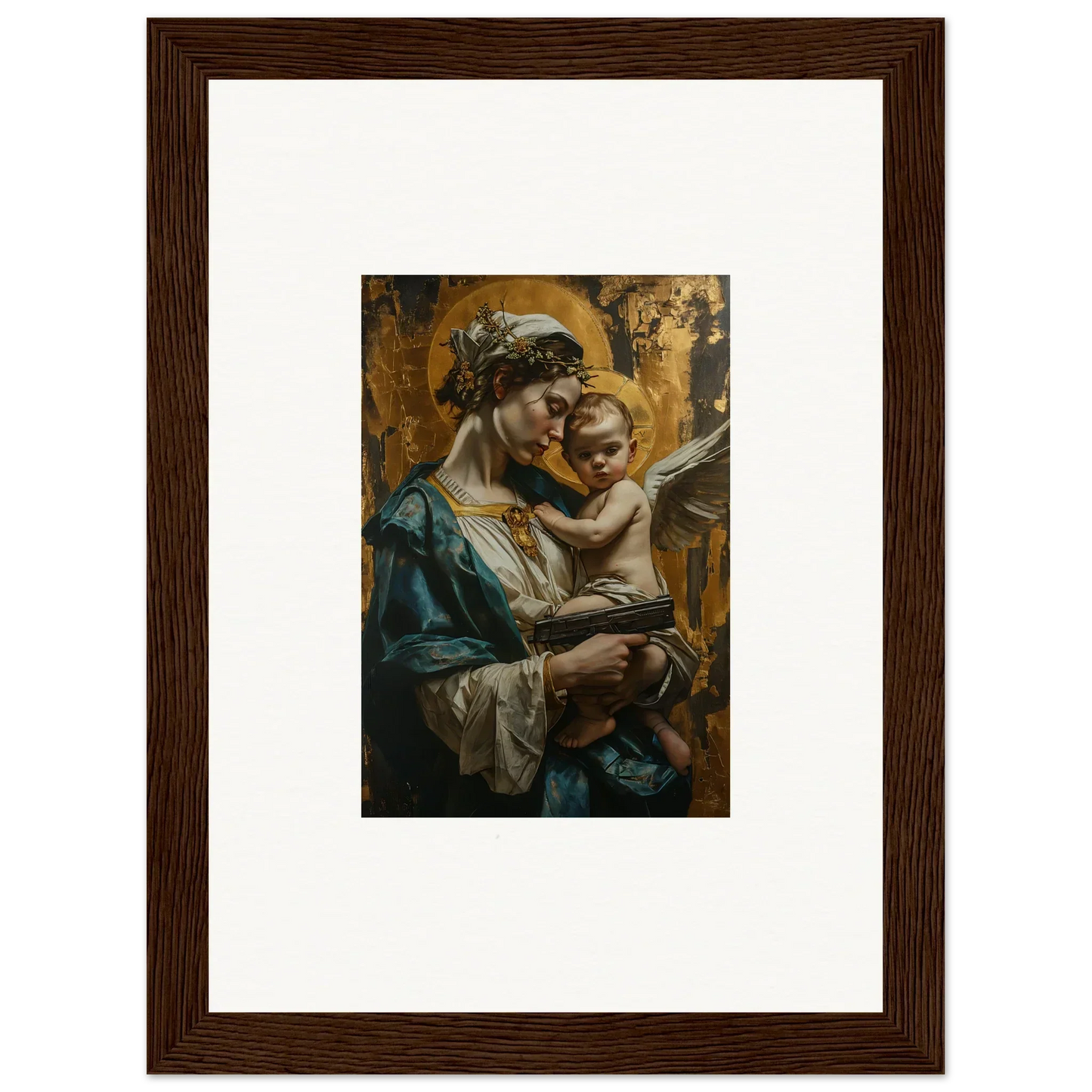 Framed canvas print of a woman and child for your Velveteen Church room decoration