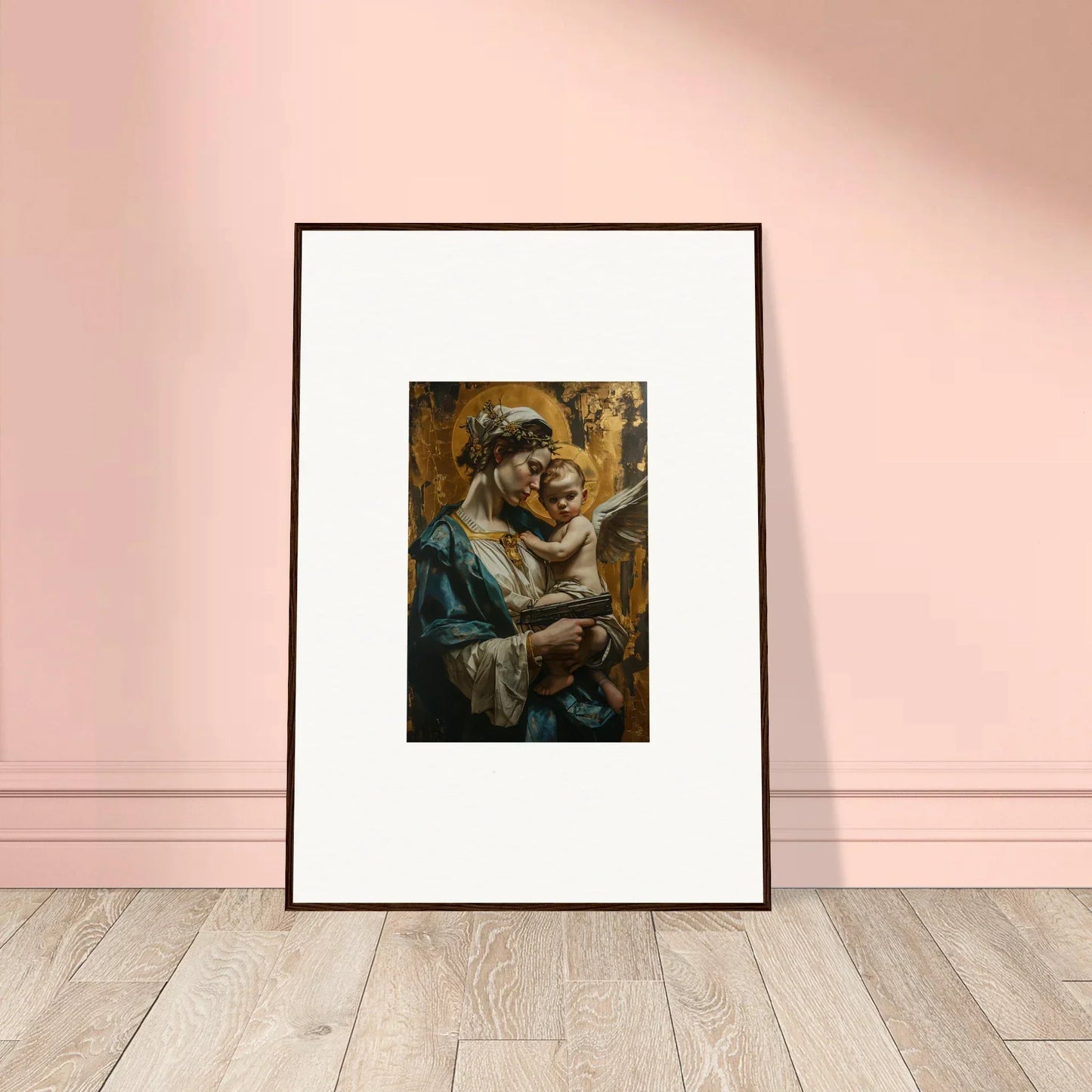 Framed canvas print of an elderly person reading for Velveteen Church room decoration