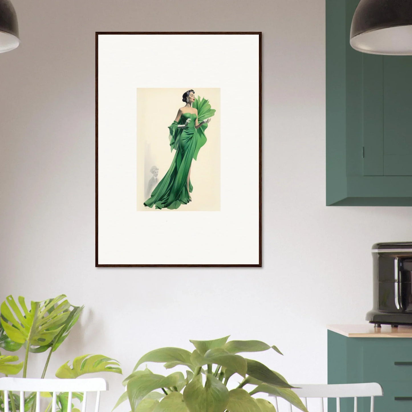 Framed Fashion Illustration of Emerald Green Gown from Draped Would Dream Special Edition Art