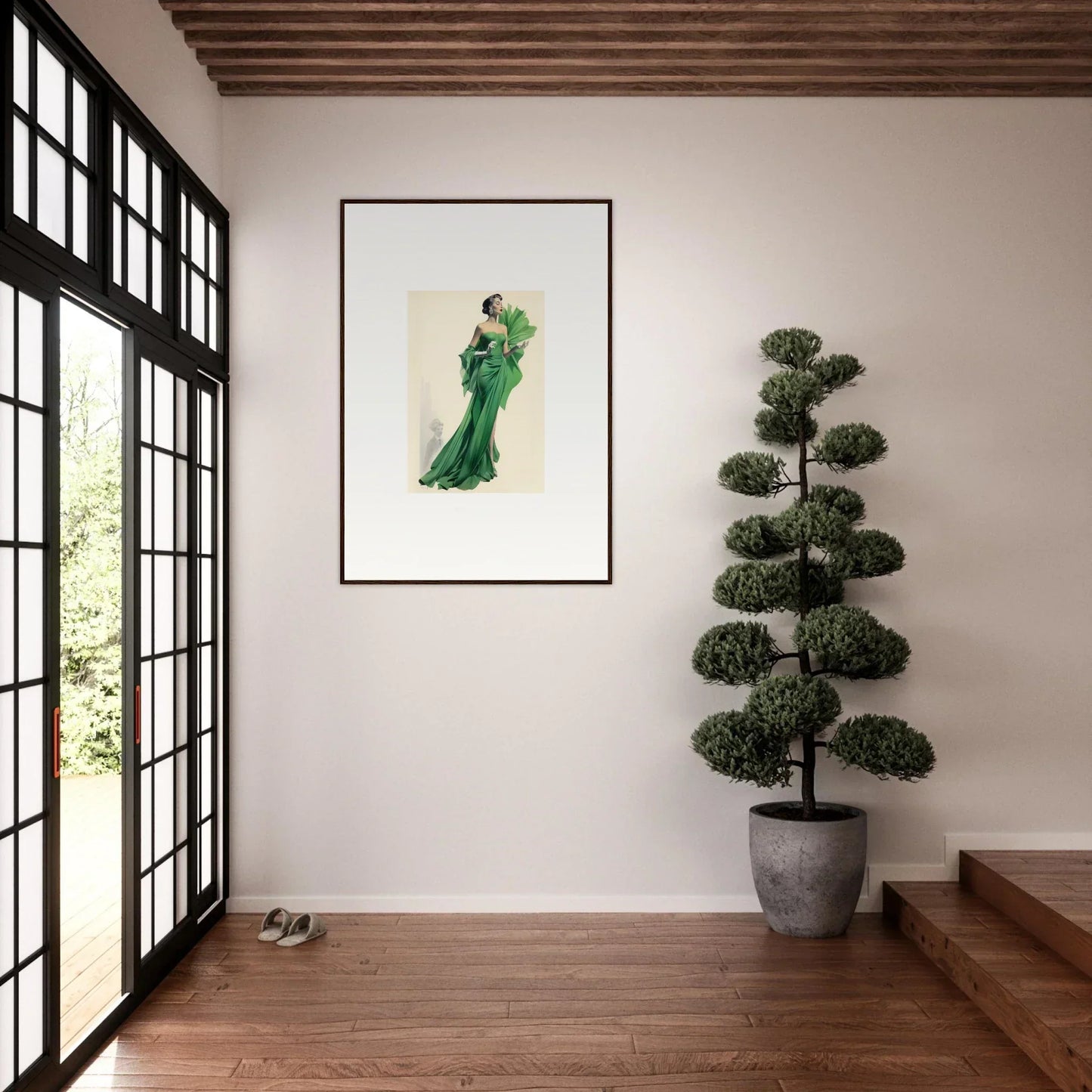 Framed wall art of a figure in a flowing green dress from the special edition art™ collection