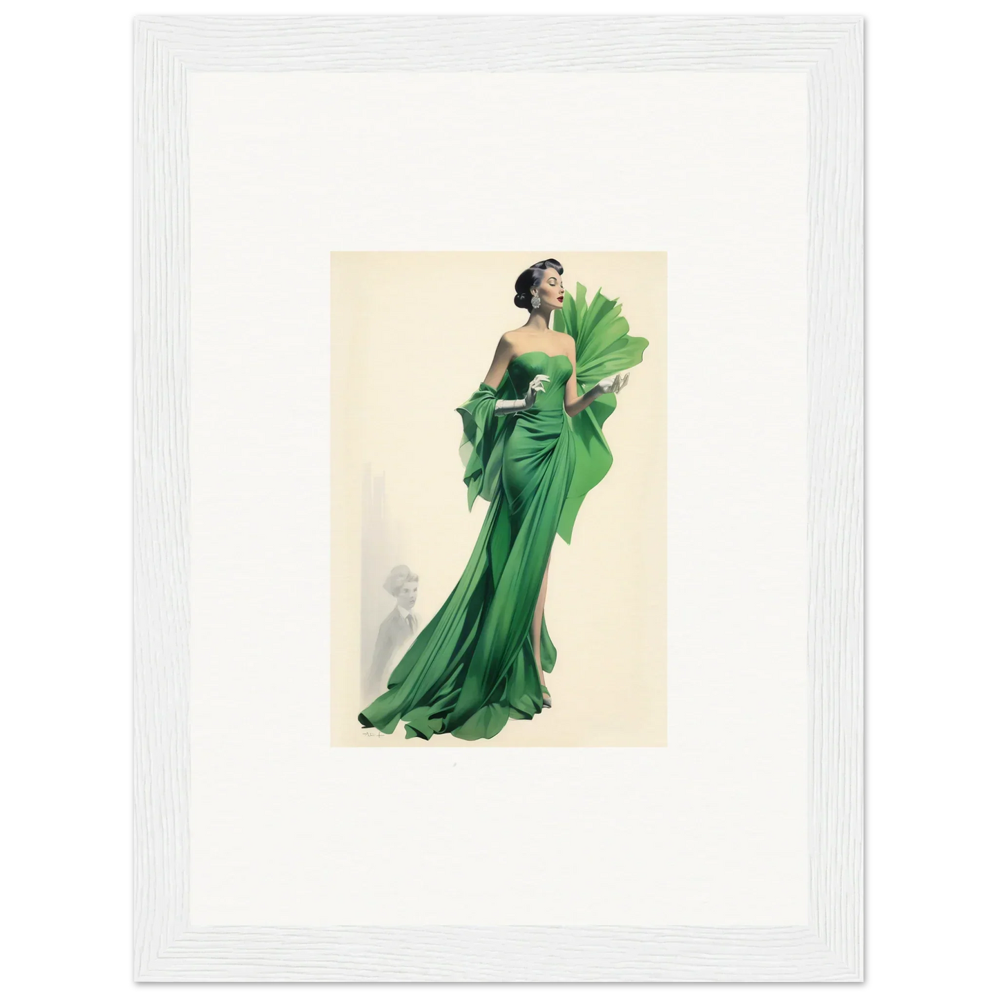 Elegant emerald green evening gown with ruffles in the special edition art™ collection