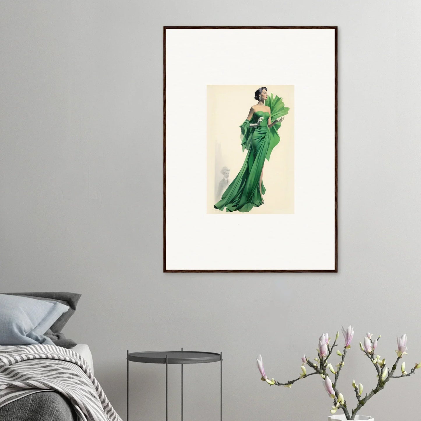 Fashion illustration of a stunning emerald green gown from the special edition art™ collection