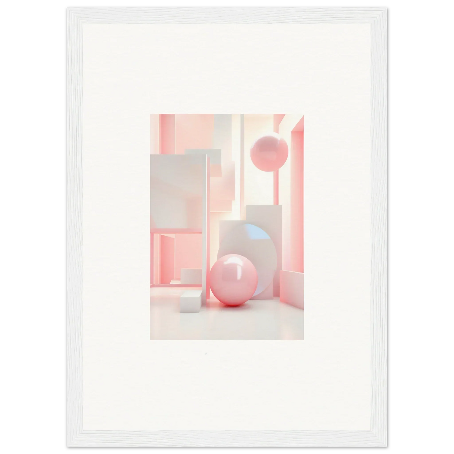 Pink balloon among soft pastel shapes, perfect for Dream-Banquet Pink wall art