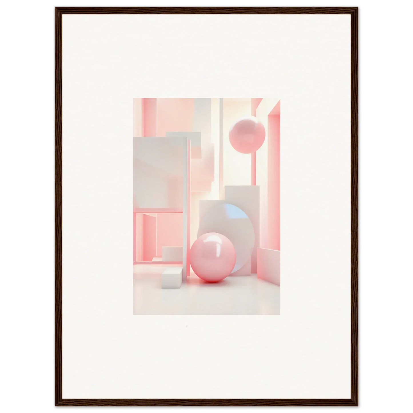 Framed Dream-Banquet Pink canvas print wall art with soft pink geometric shapes