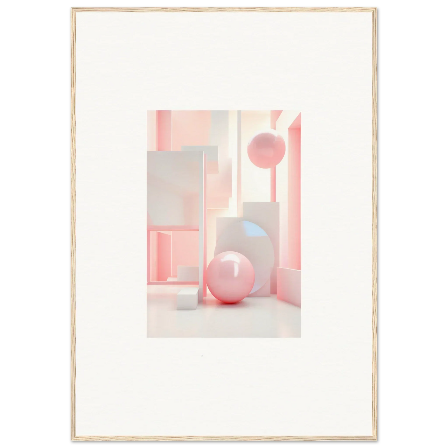 Framed Dream-Banquet Pink wall art with soft pink geometric shapes for stylish room decoration
