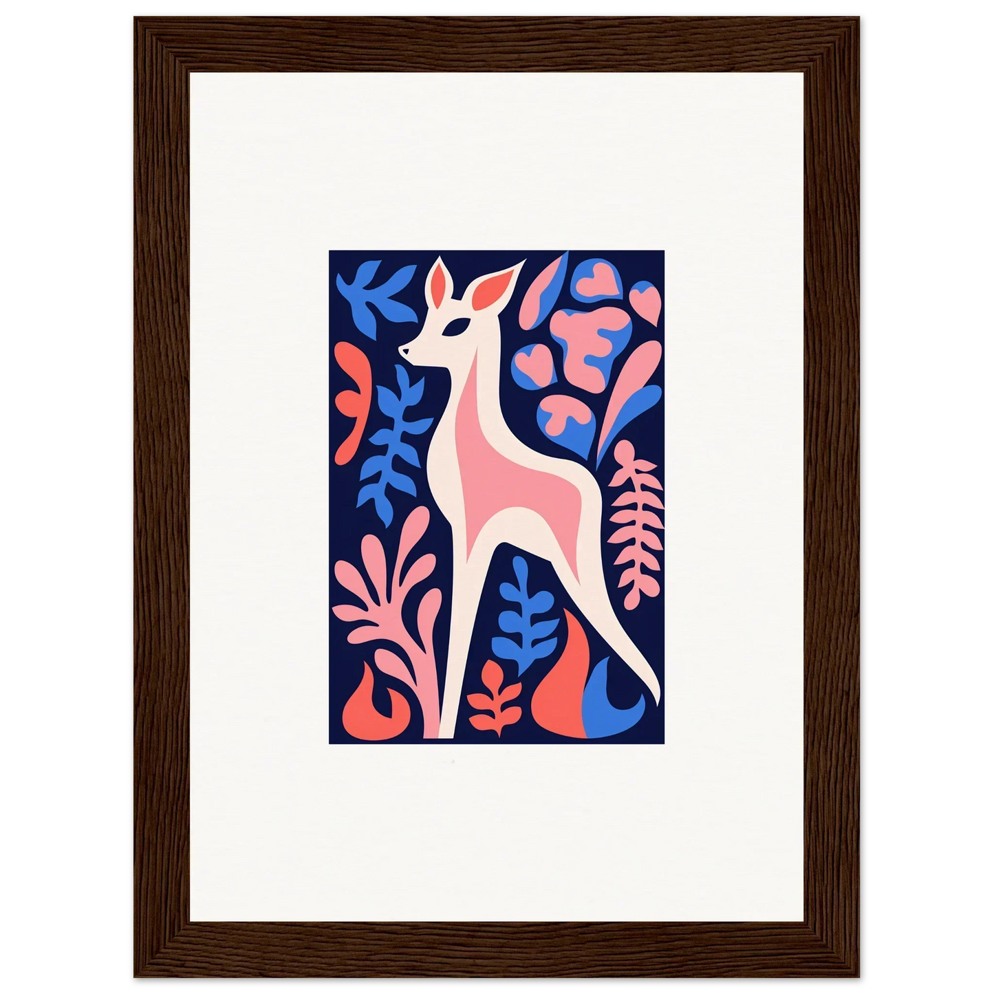 Stylized pink fawn flora with abstract flowers, perfect for room decor or framed wall art