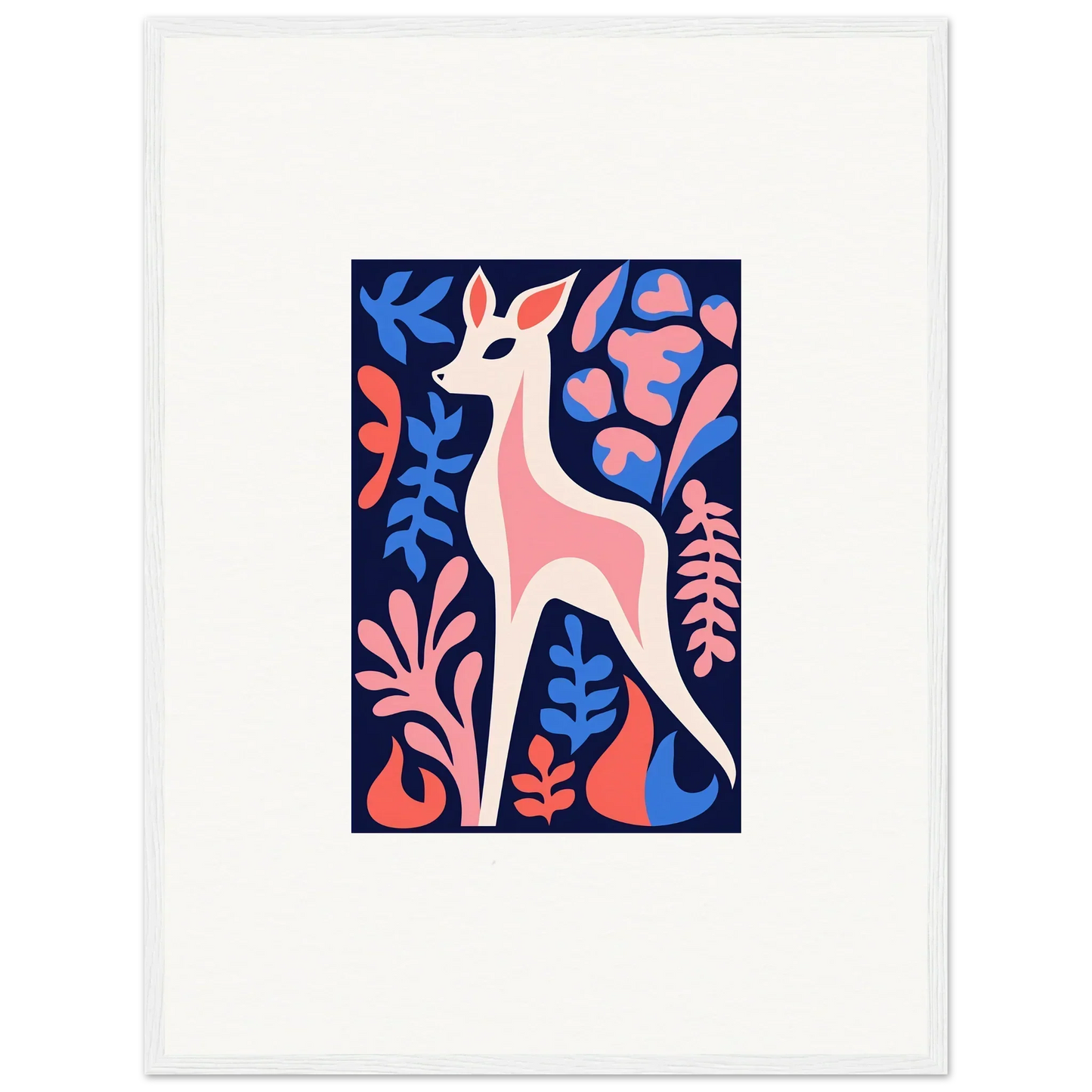 Stylized fawn flora illustration with vibrant foliage for unique room decor wall art