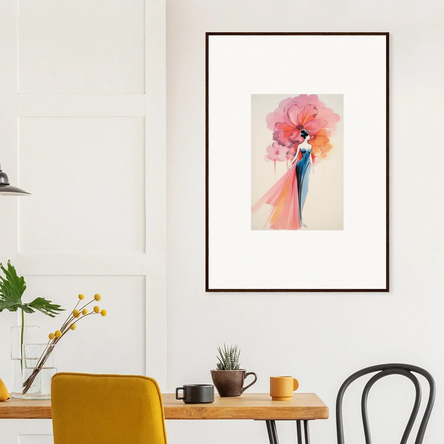 Framed wall art of Dream Petal Diva with vibrant pink and orange floral abstract design