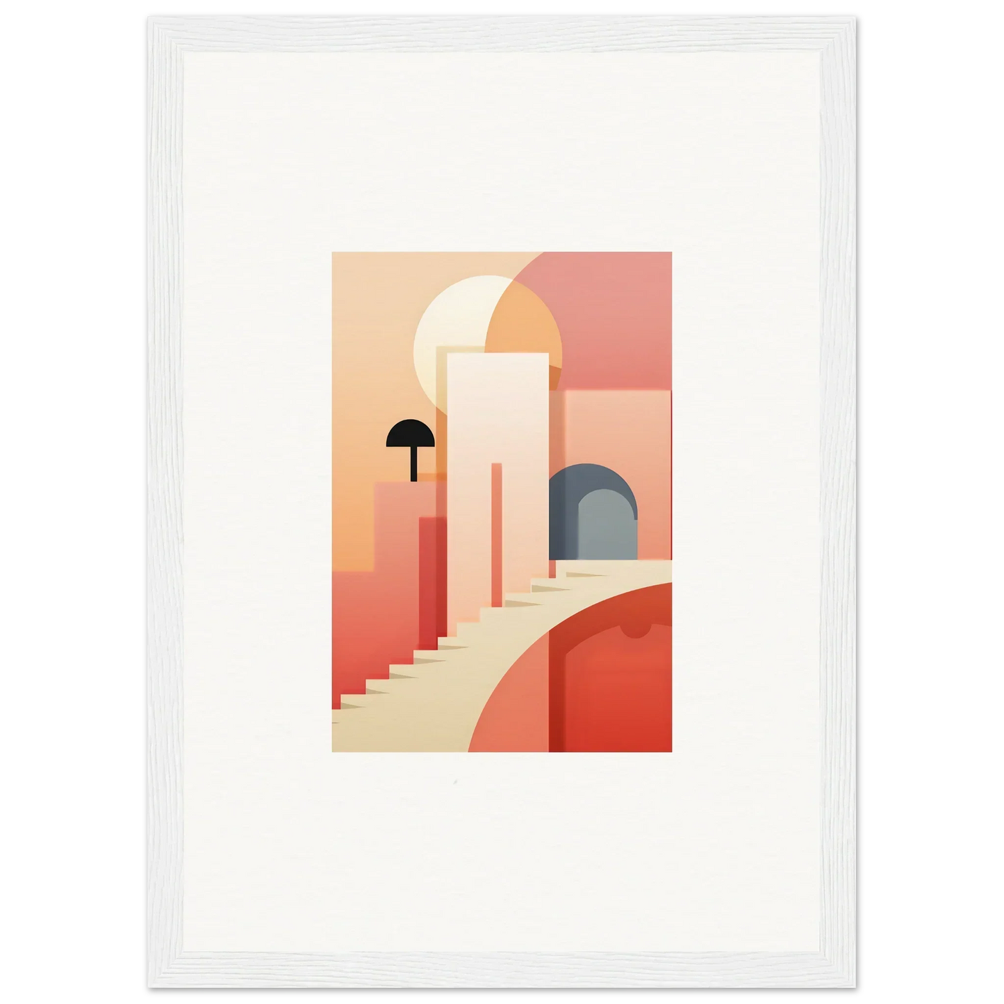 Minimalist architectural illustration of coral arches in Dream Steps Admire special edition art™