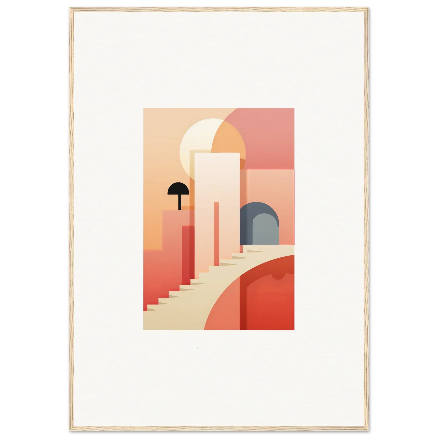 Dream Steps Admire minimalist art print in coral and beige, perfect for a premium framed wall