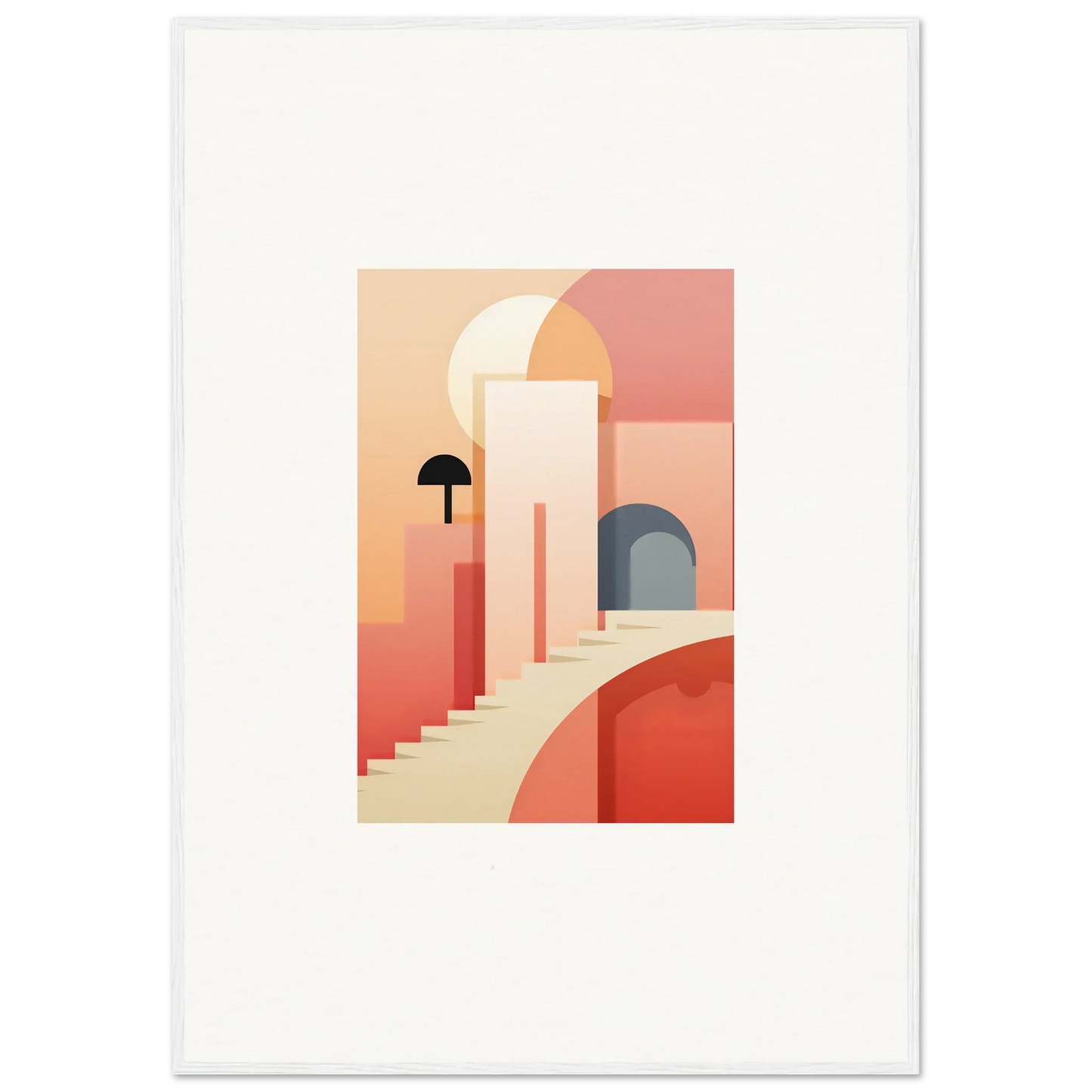 Minimalist architectural illustration in coral and beige for Dream Steps Admire special edition art