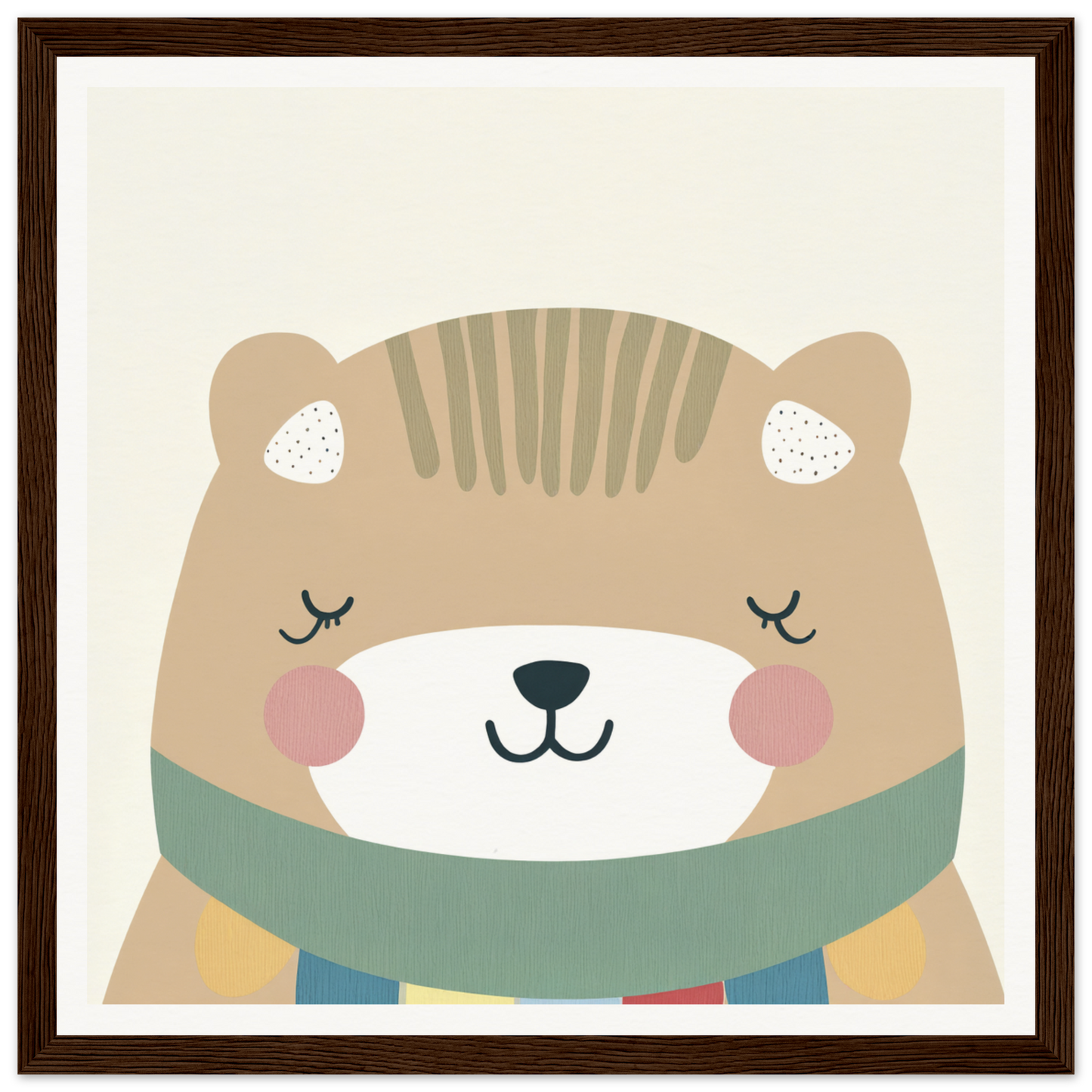 Cute cartoon bear in a mint green scarf from Dreaming Bear Revelry collection