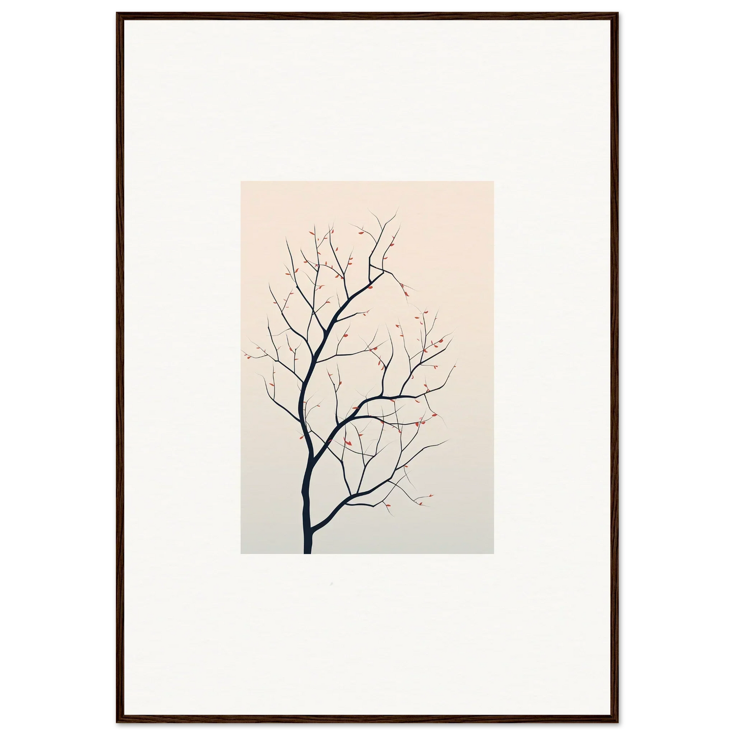 Minimalist canvas print of a bare tree branch, perfect for silent renewal room decoration