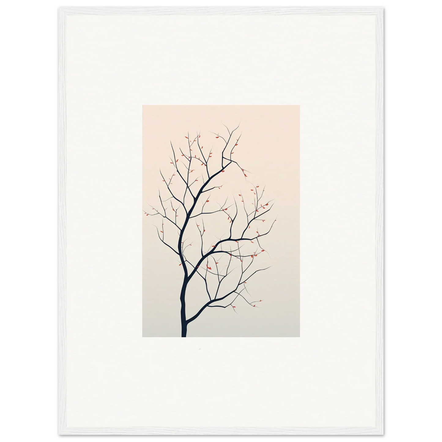 Minimalist canvas print of a bare tree branch for silent renewal room decoration