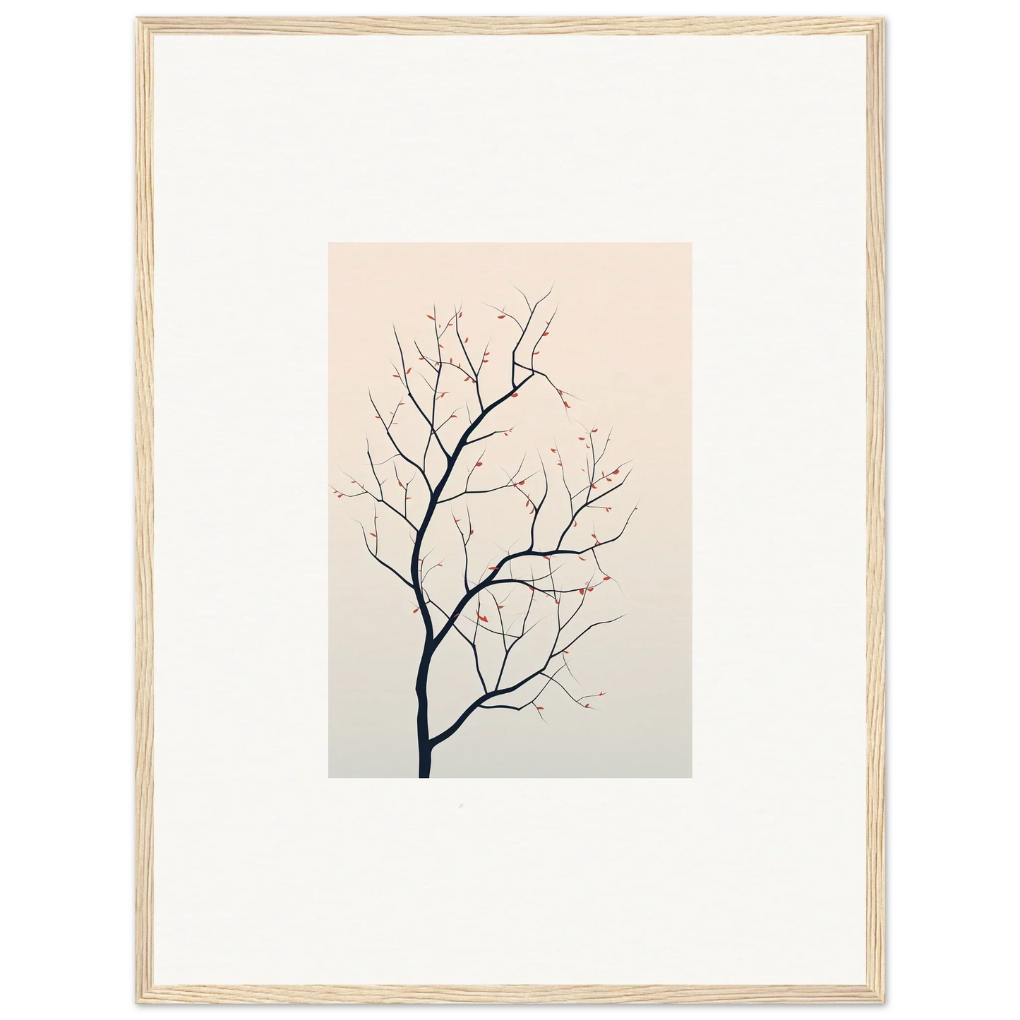 Delicate tree branch canvas print for silent renewal and stylish room decoration